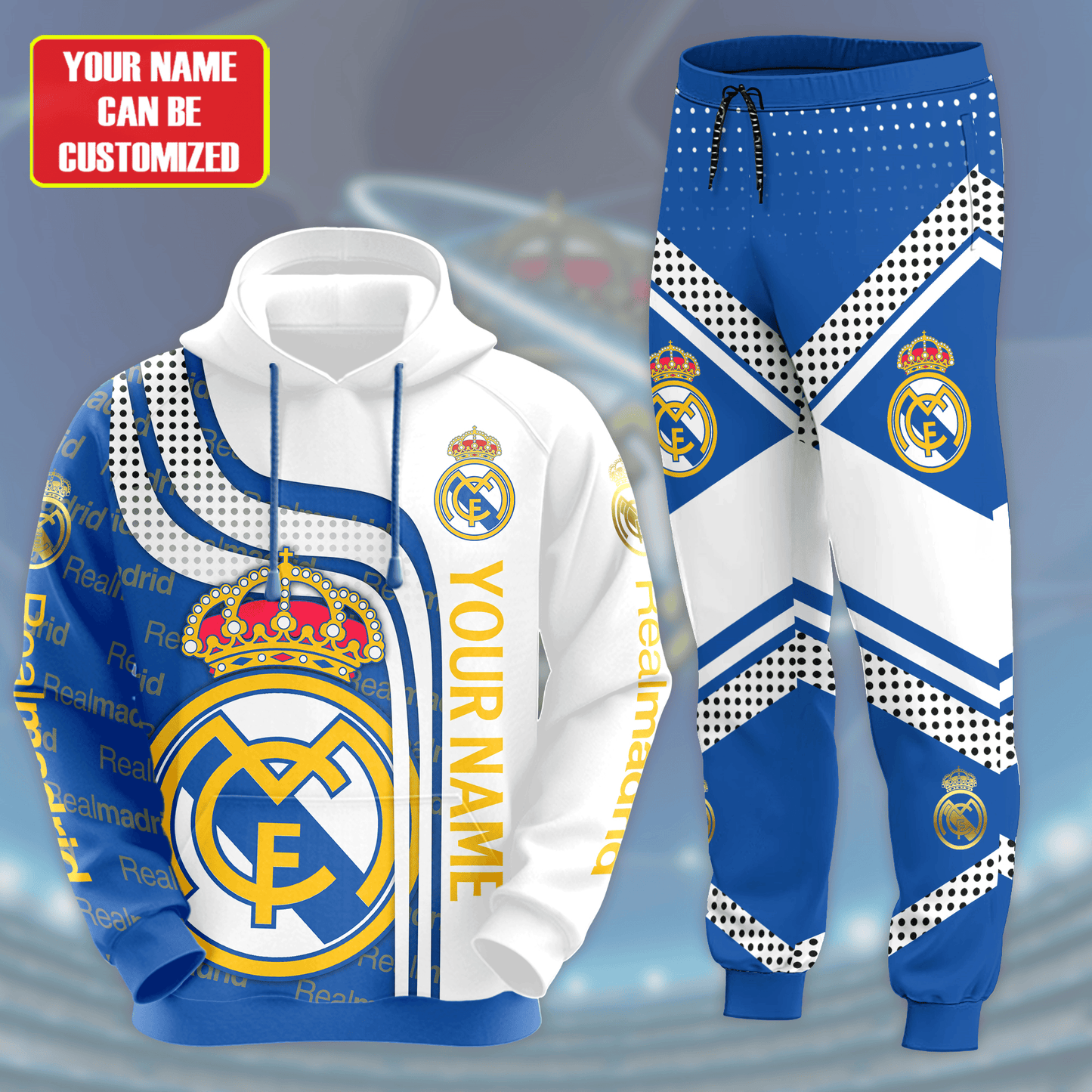 Personalized Real Madrid Q14 3D All over Printed Hoodie and Sweatpants set