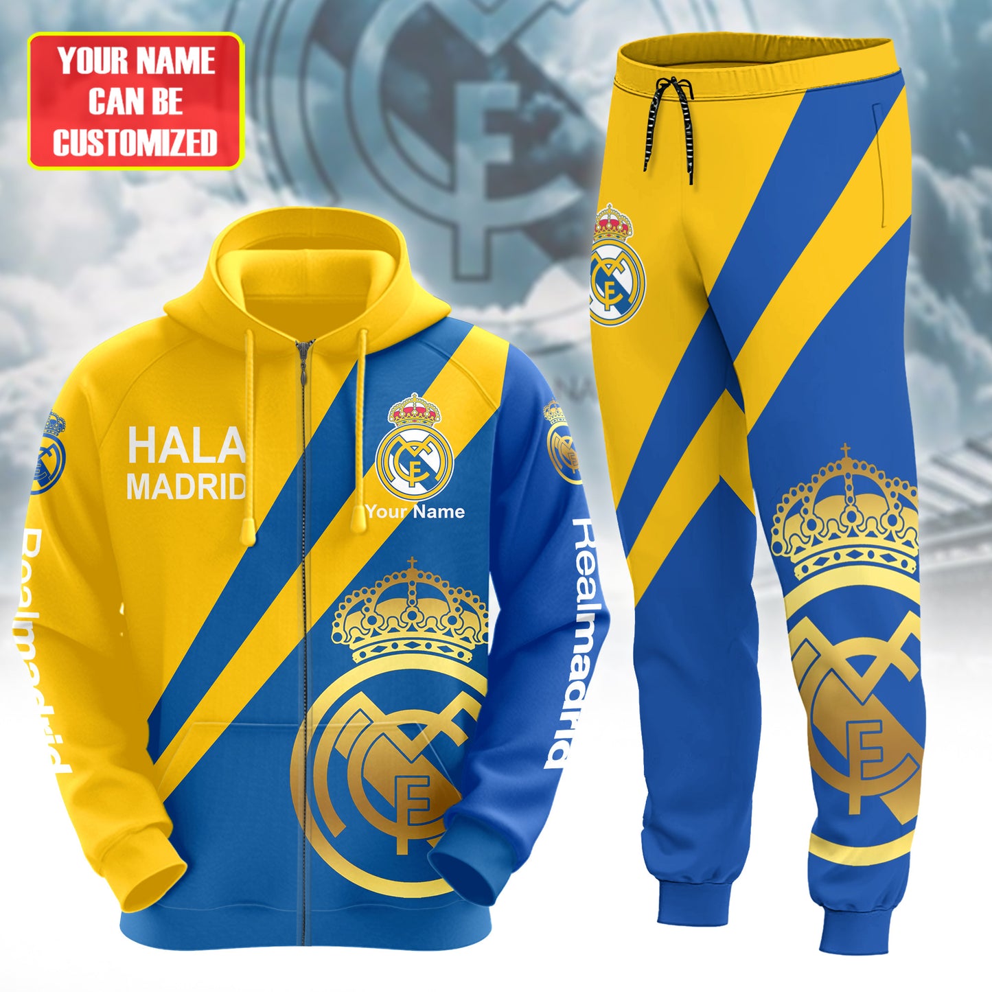 Personalized Real Madrid Q15 3D All over Printed Hoodie and Sweatpants set