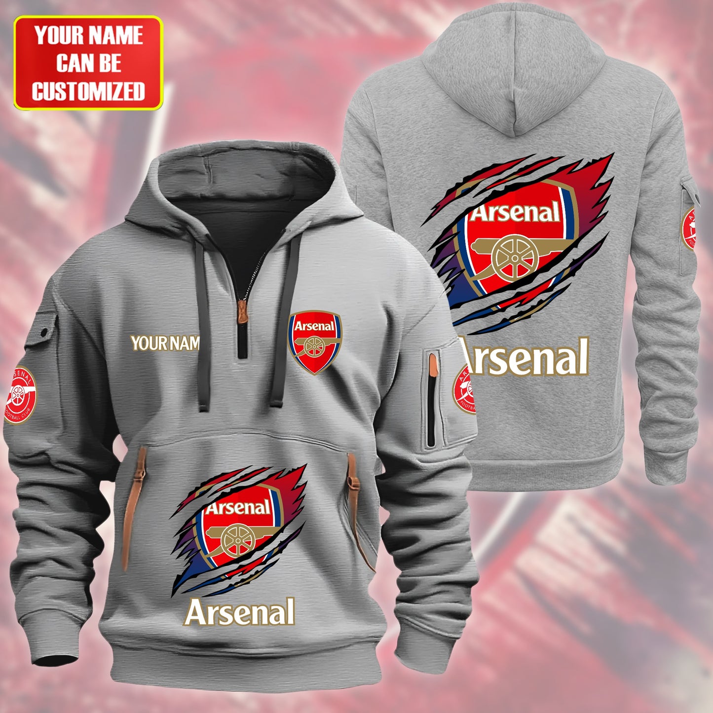 Personalized Arsenal Tear Zip-Hoodie Cotton Jacket