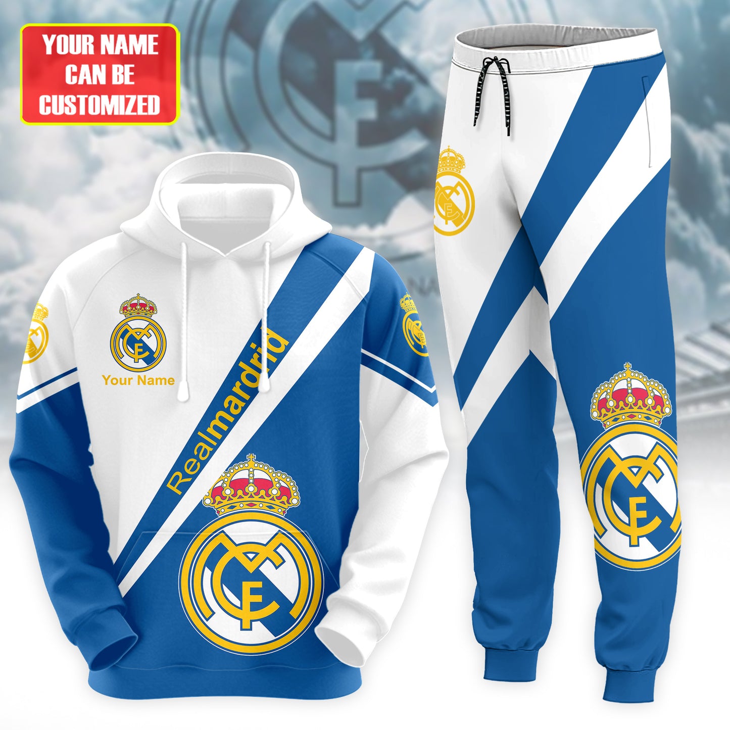 Personalized Real Madrid 3D All over Printed Hoodie and Sweatpants set V6