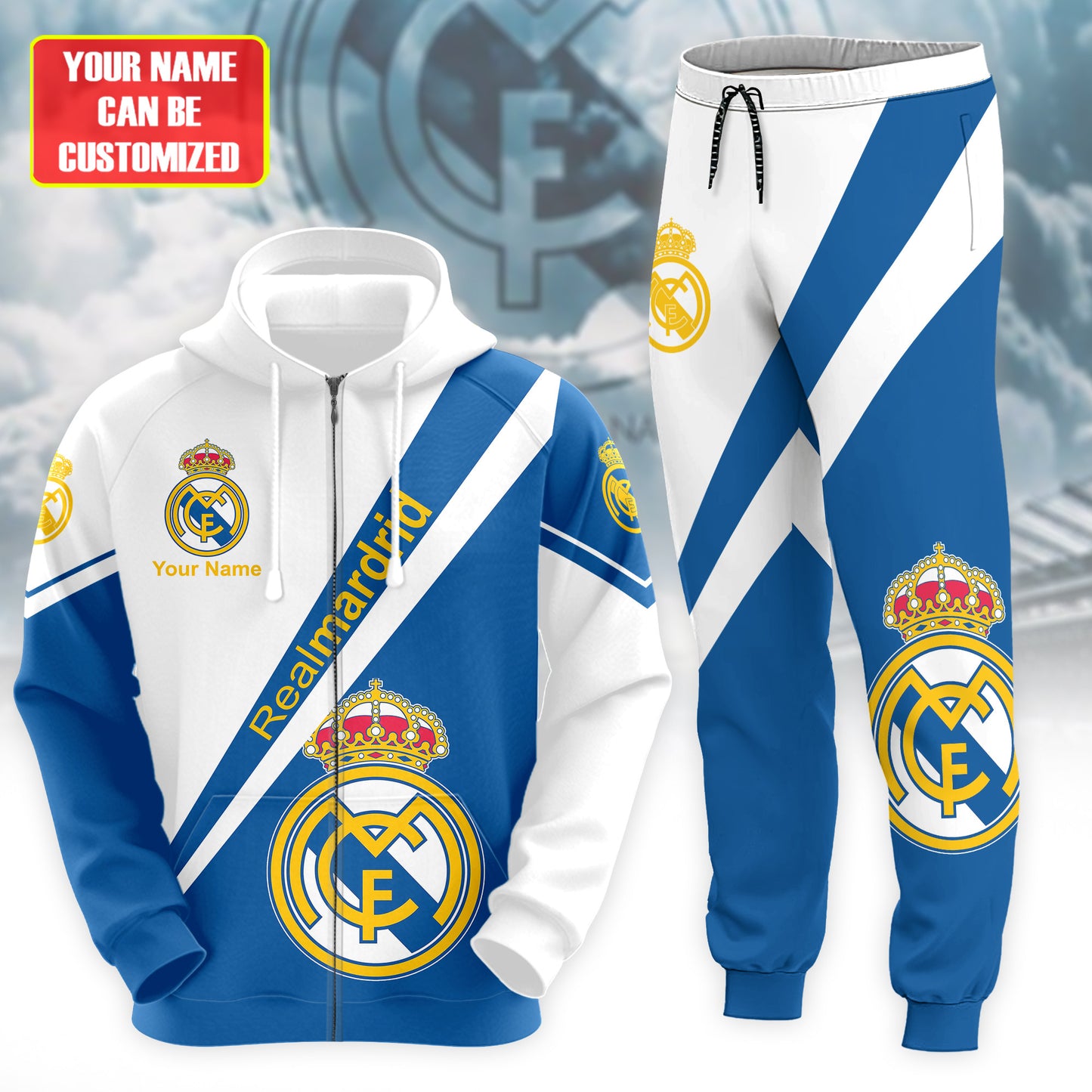 Personalized Real Madrid 3D All over Printed Hoodie and Sweatpants set V6