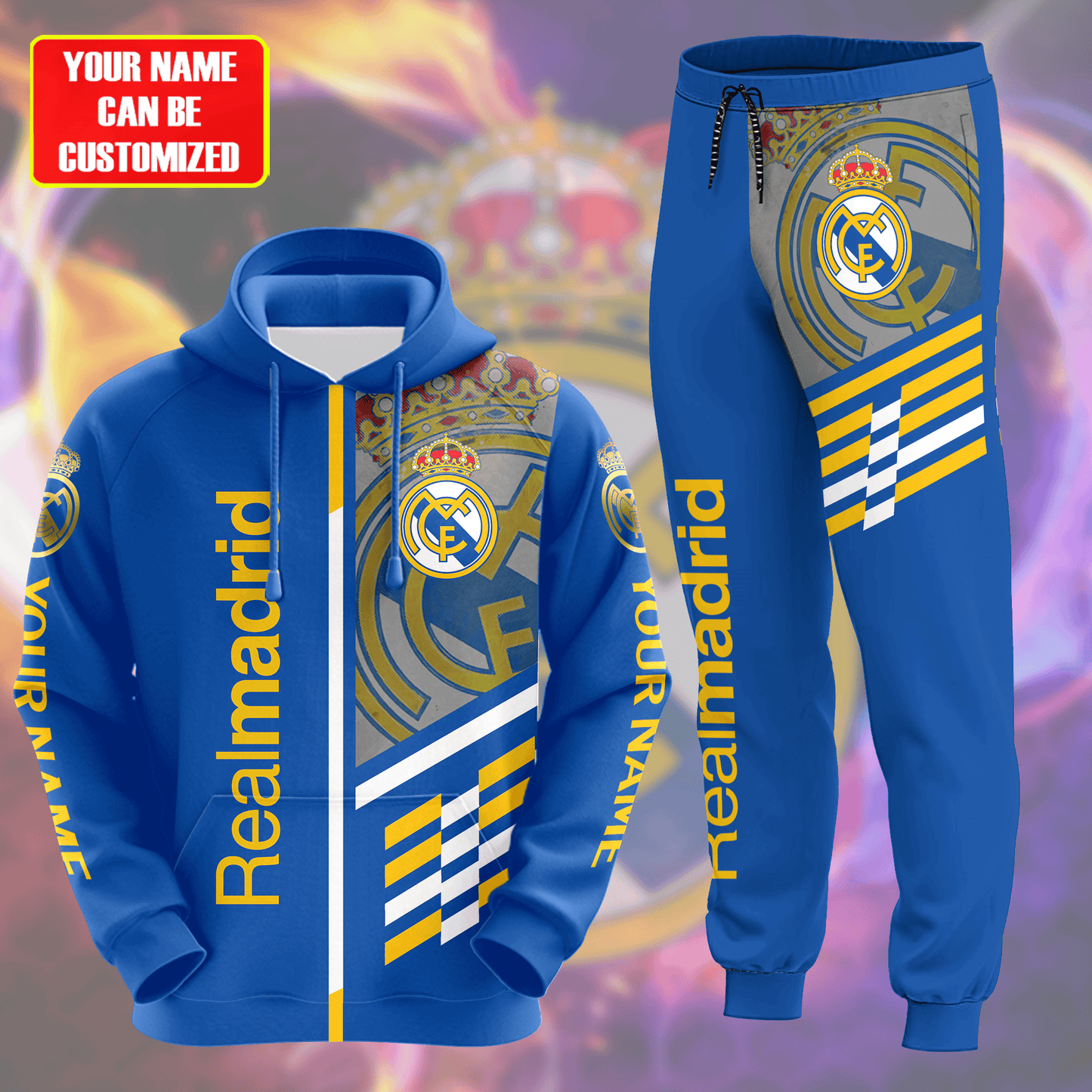 Personalized Real Madrid Q16 3D All over Printed Hoodie and Sweatpants set