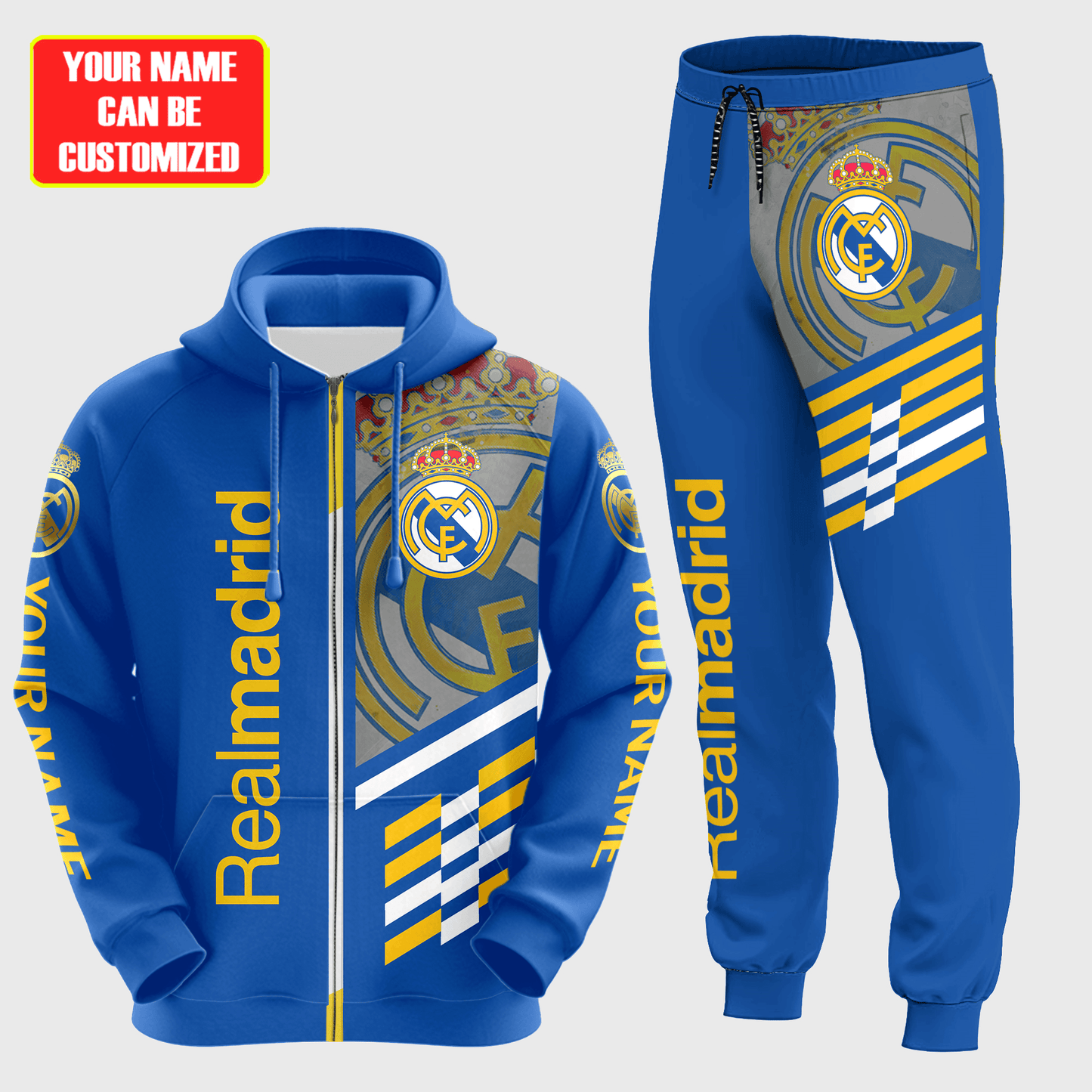 Personalized Real Madrid Q16 3D All over Printed Hoodie and Sweatpants set