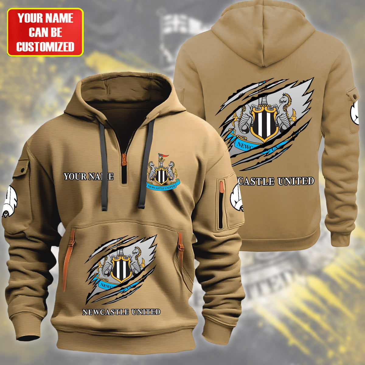 Personalized Newcastle United Tear Zip-Hoodie Cotton Jacket