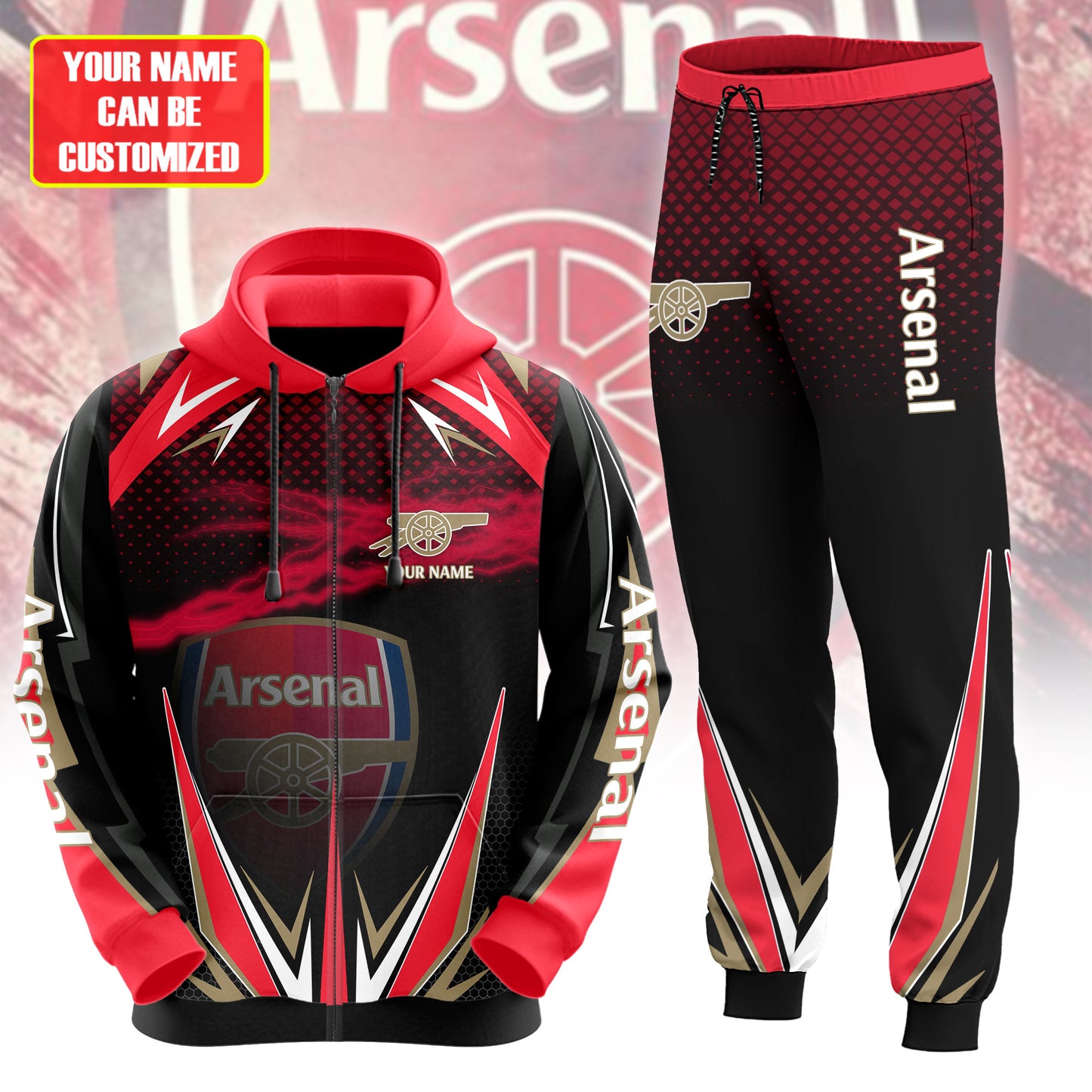 Personalized Arsenal 3D All over Printed Hoodie and Sweatpants set V8