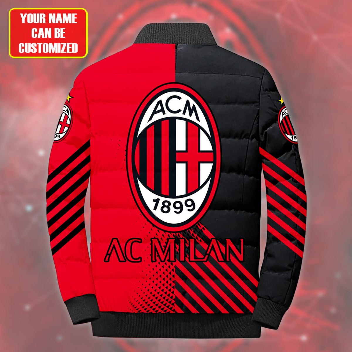 Personalized AC Milan Puffer Jacket v2 3D