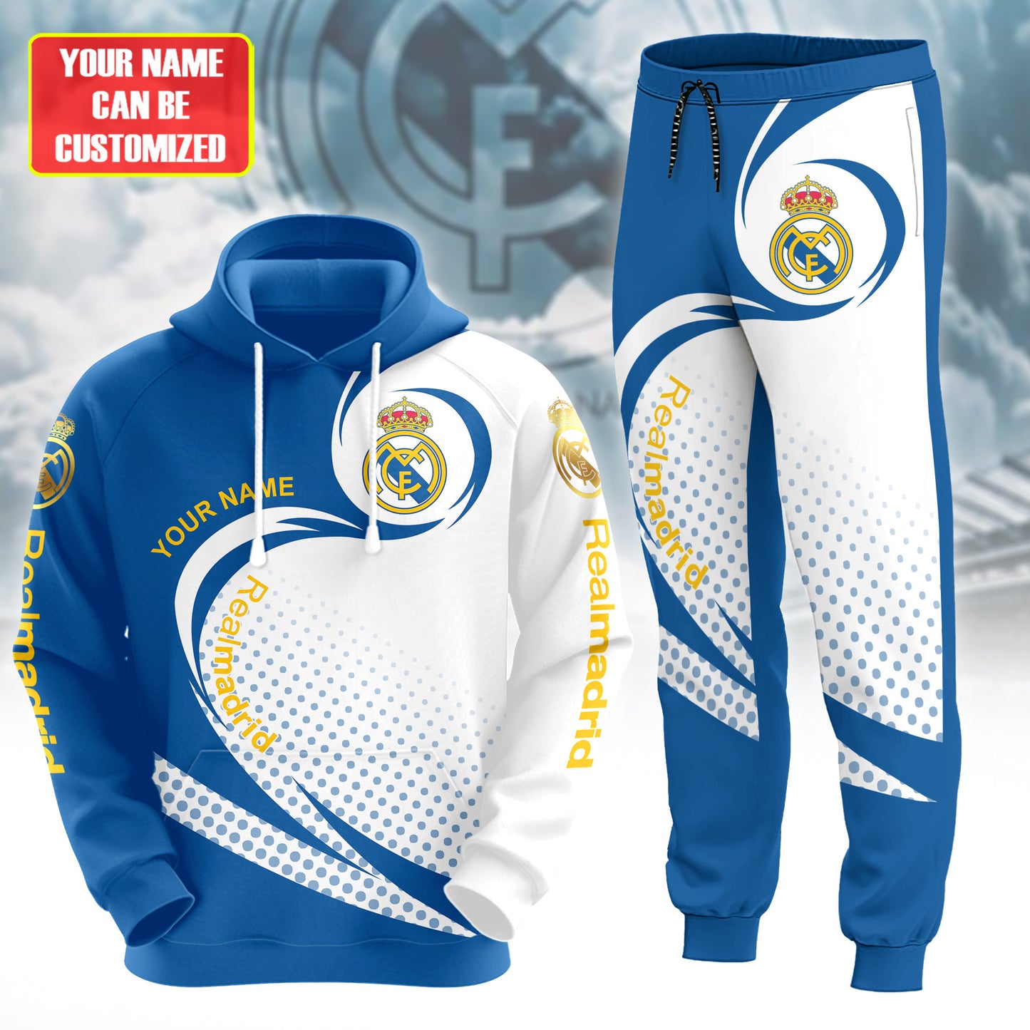 Personalized Real Madrid Q17 3D All over Printed Hoodie and Sweatpants set