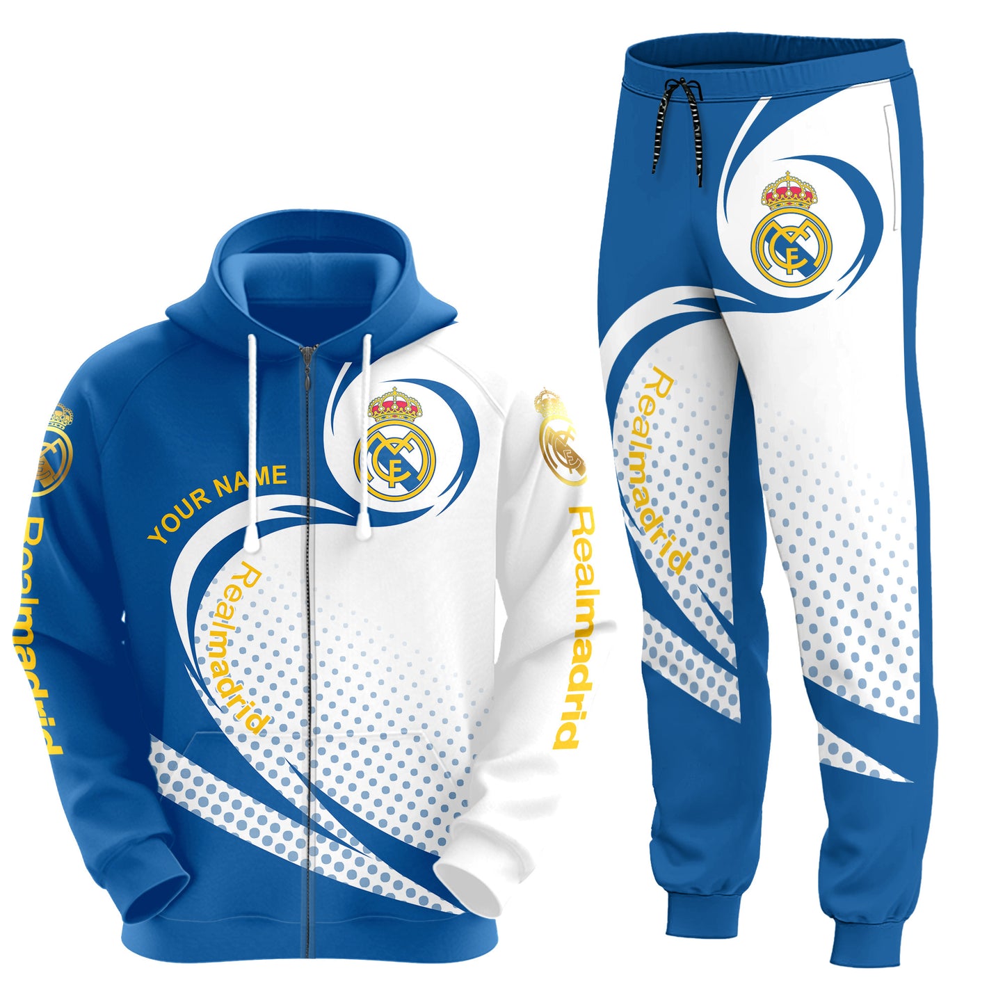 Personalized Real Madrid Q17 3D All over Printed Hoodie and Sweatpants set