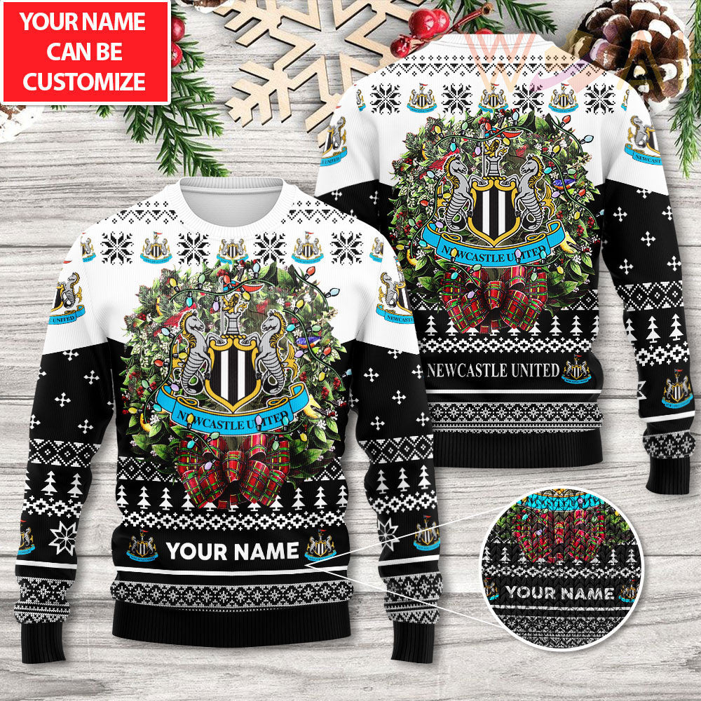 Personalized Newcastle United Ugly Christmas Sweater , Unisex Wool Sweater