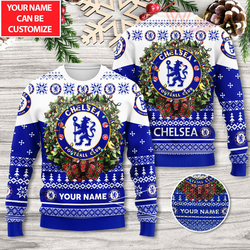 Personalized Chelsea Ugly Christmas Sweater , Unisex Wool Sweater