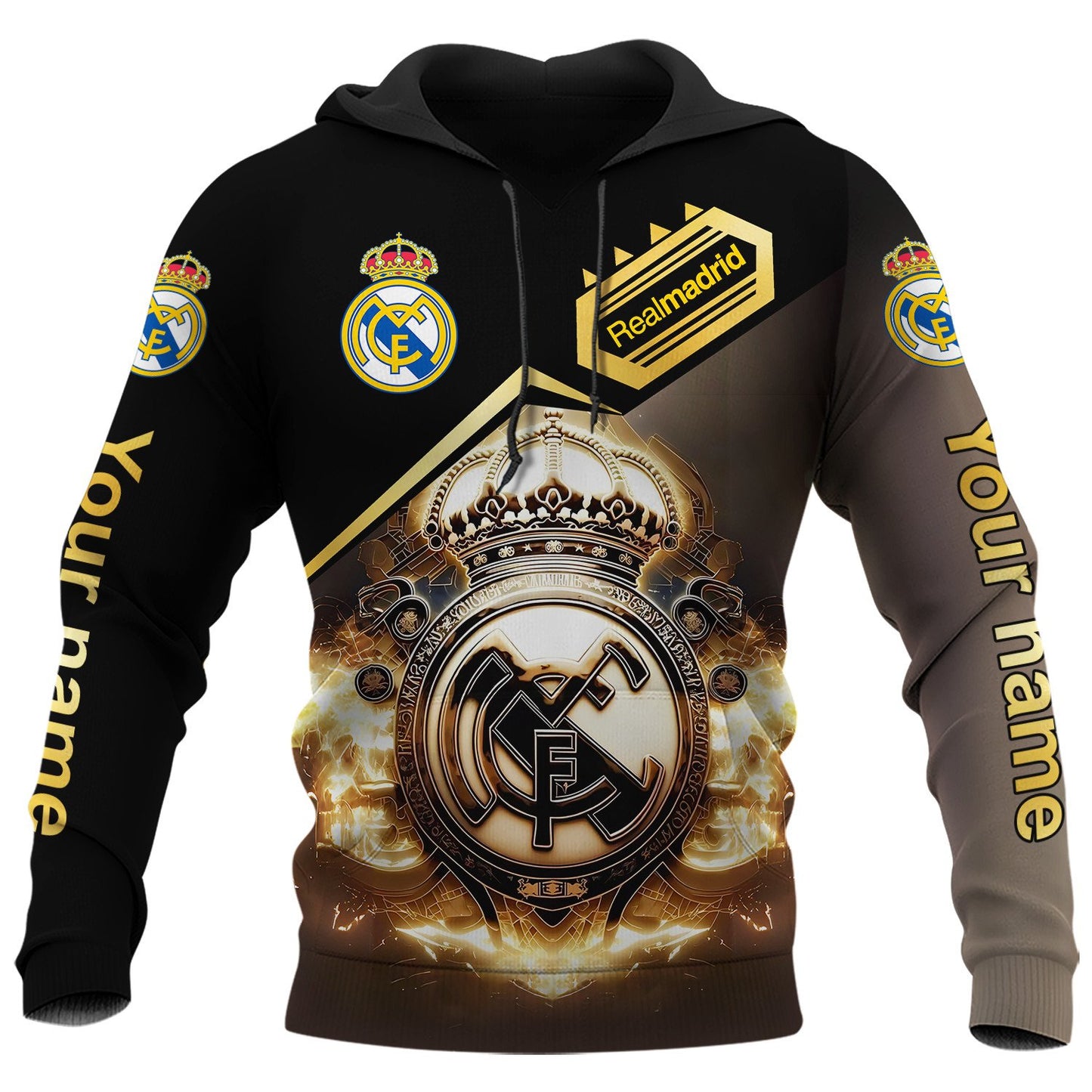Personalized Real Madrid Art Full Printing Set , Real Madrid Shirt , Zipper Polo, Hoodie , Short , Polo ,hawaii