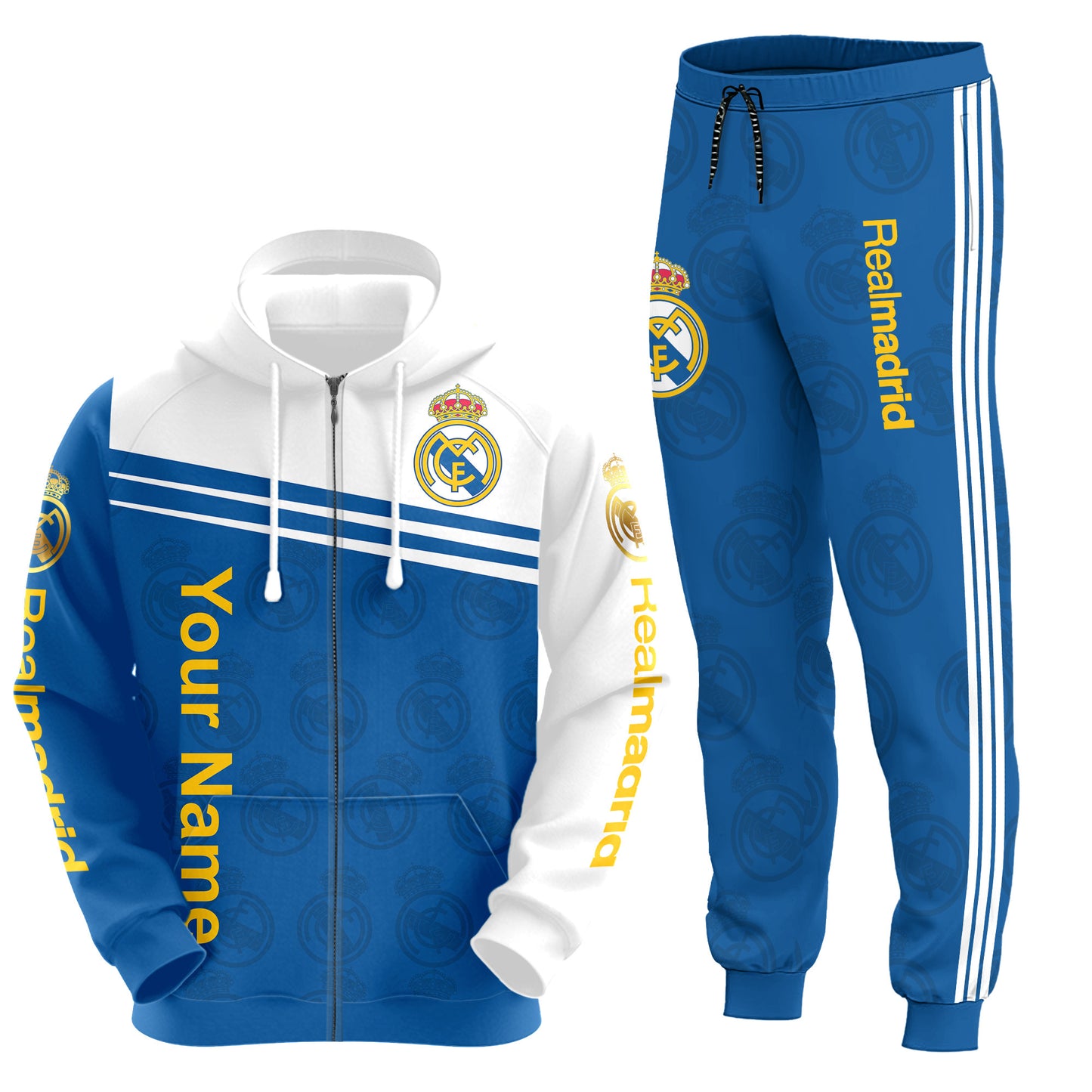 Personalized Real Madrid Q18 3D All over Printed Hoodie and Sweatpants set