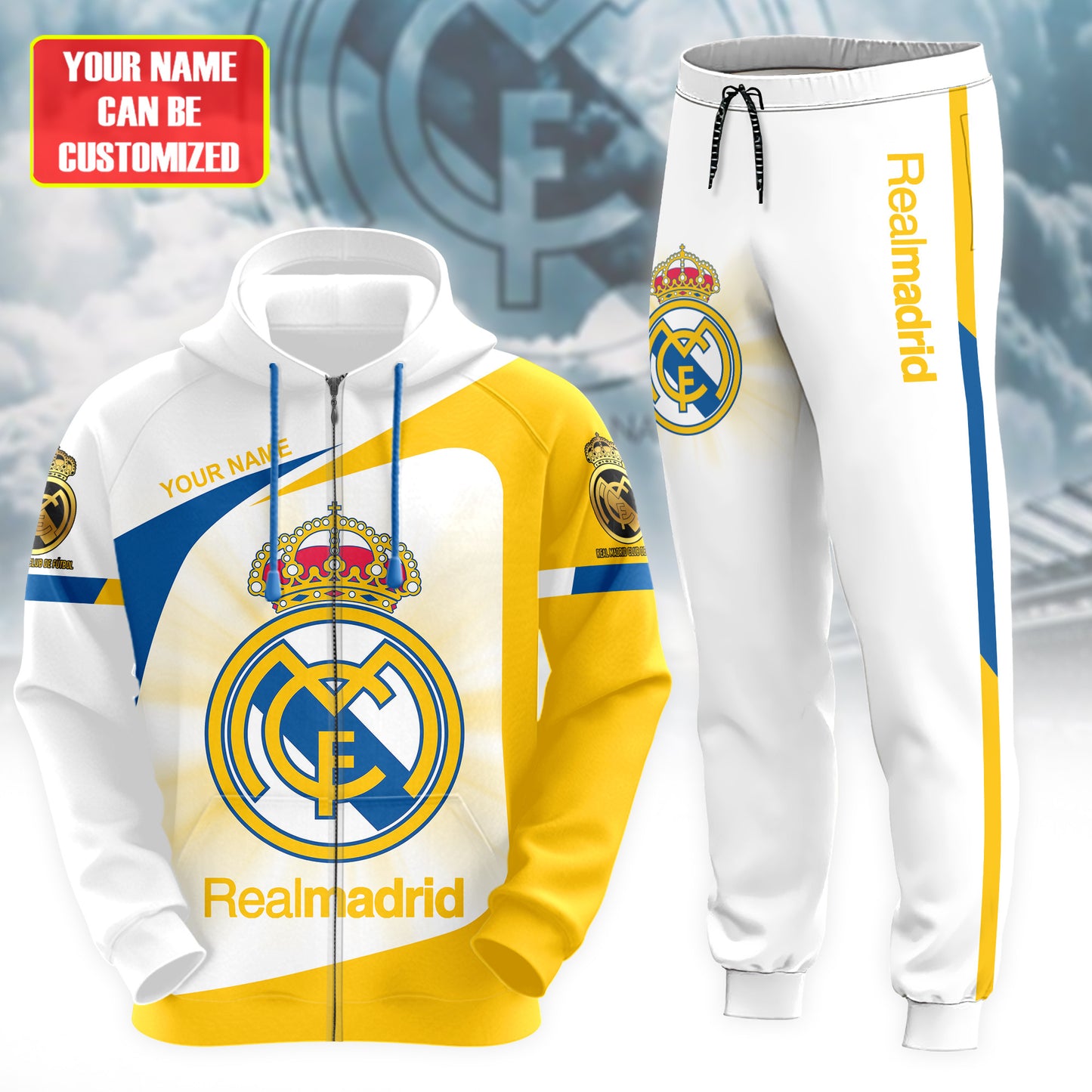 Personalized Real Madrid Q19 3D All over Printed Hoodie and Sweatpants set