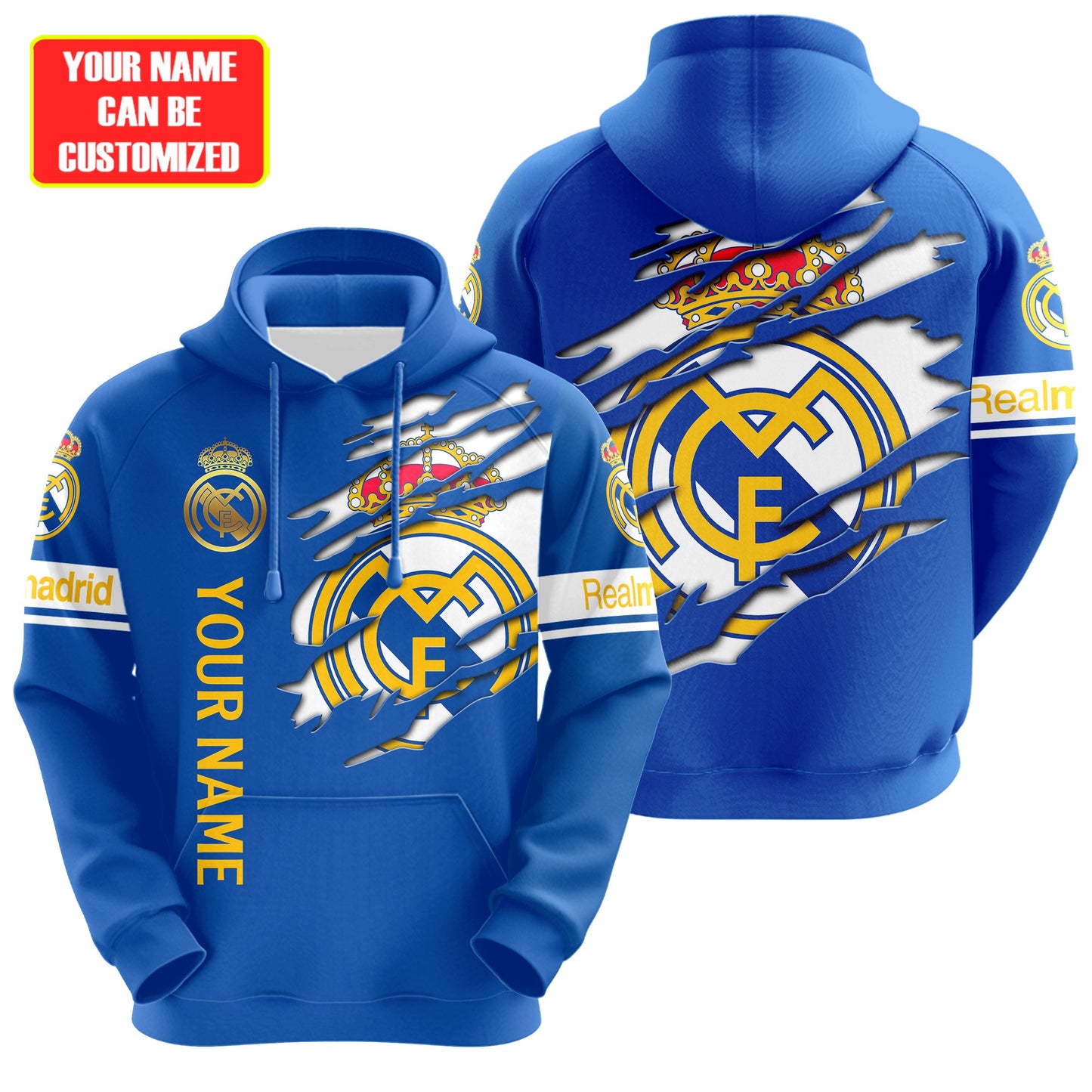 Personalized Real Madrid Tear 3D All over Printed Hoodie and Sweatpants set