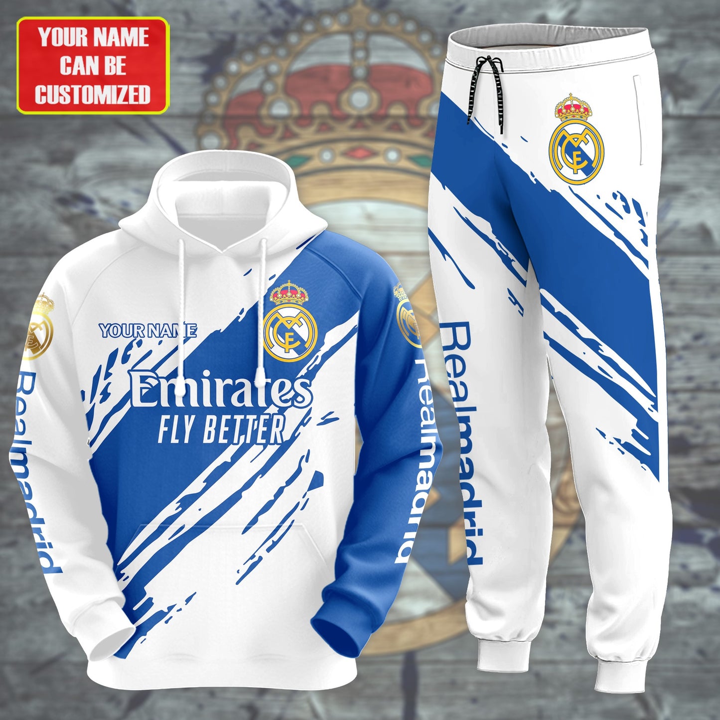 Personalized Real Madrid Q20 3D All over Printed Hoodie and Sweatpants set