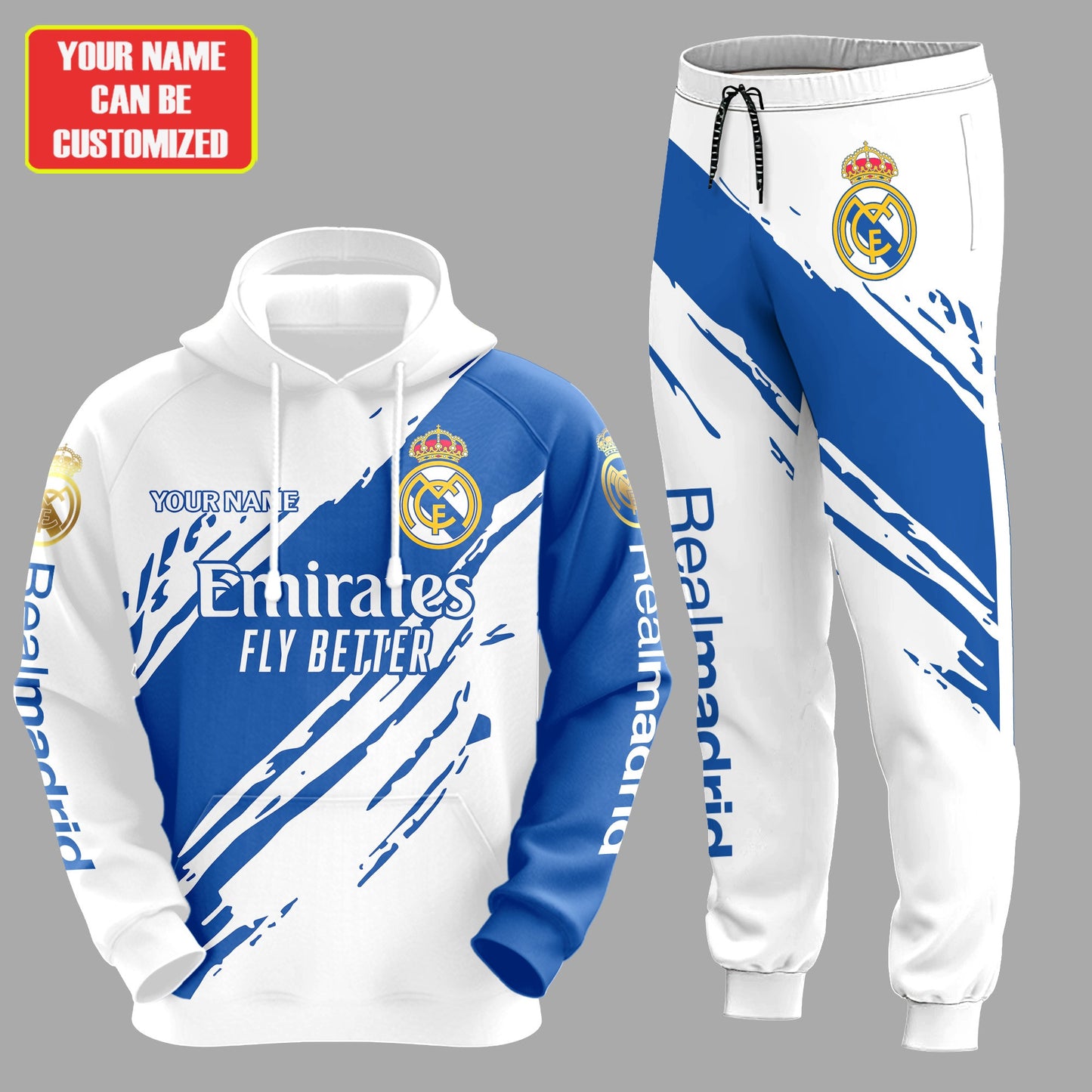 Personalized Real Madrid Q20 3D All over Printed Hoodie and Sweatpants set