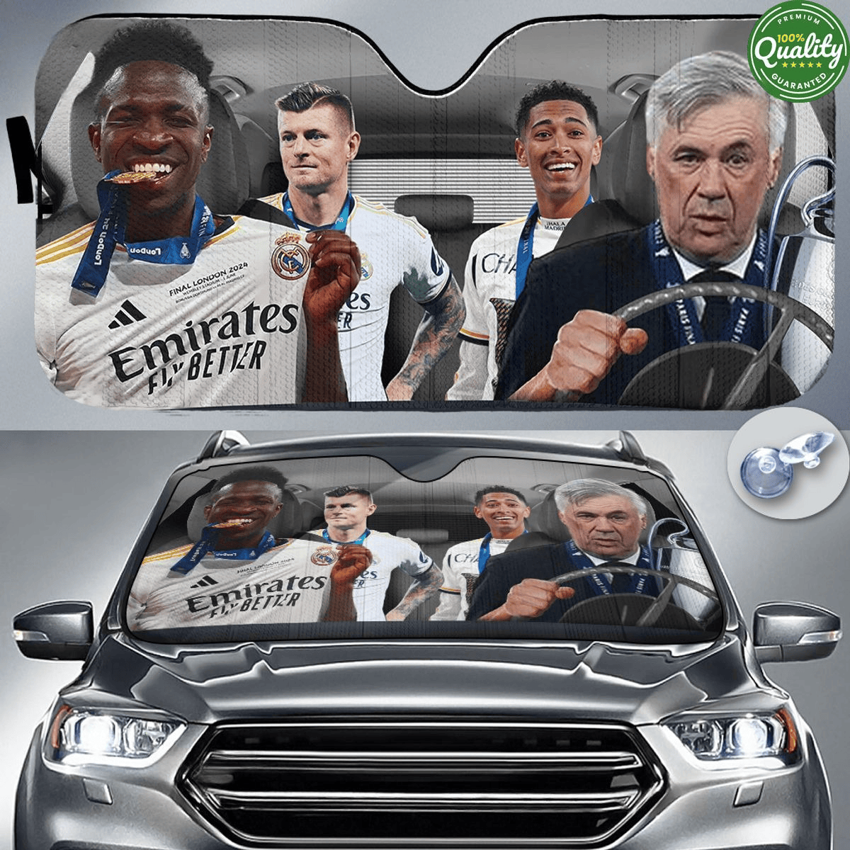 Real Madrid Funny Car Sunshade