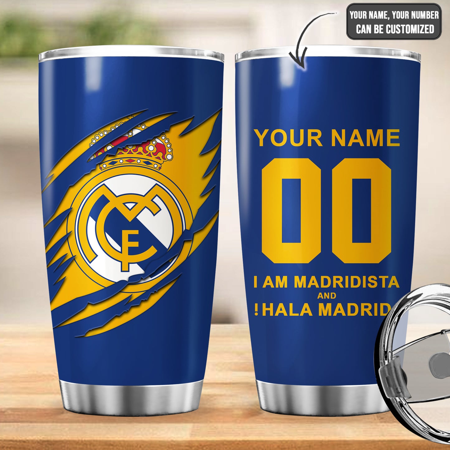 Personalized Real Madrid V2 Stainless Tumbler 20oz 30oz Cup