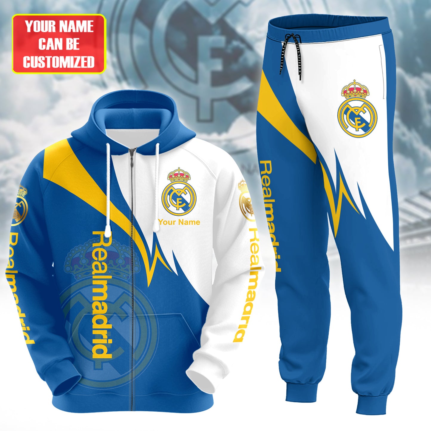 Personalized Real Madrid Q24 3D All over Printed Hoodie and Sweatpants set