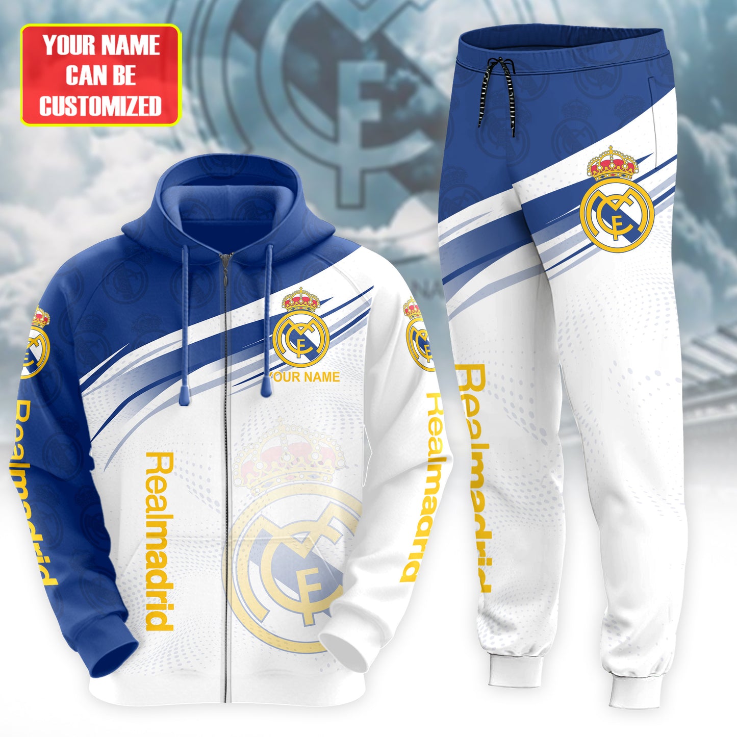 Personalized Real Madrid 3D All over Printed Hoodie and Sweatpants set V11