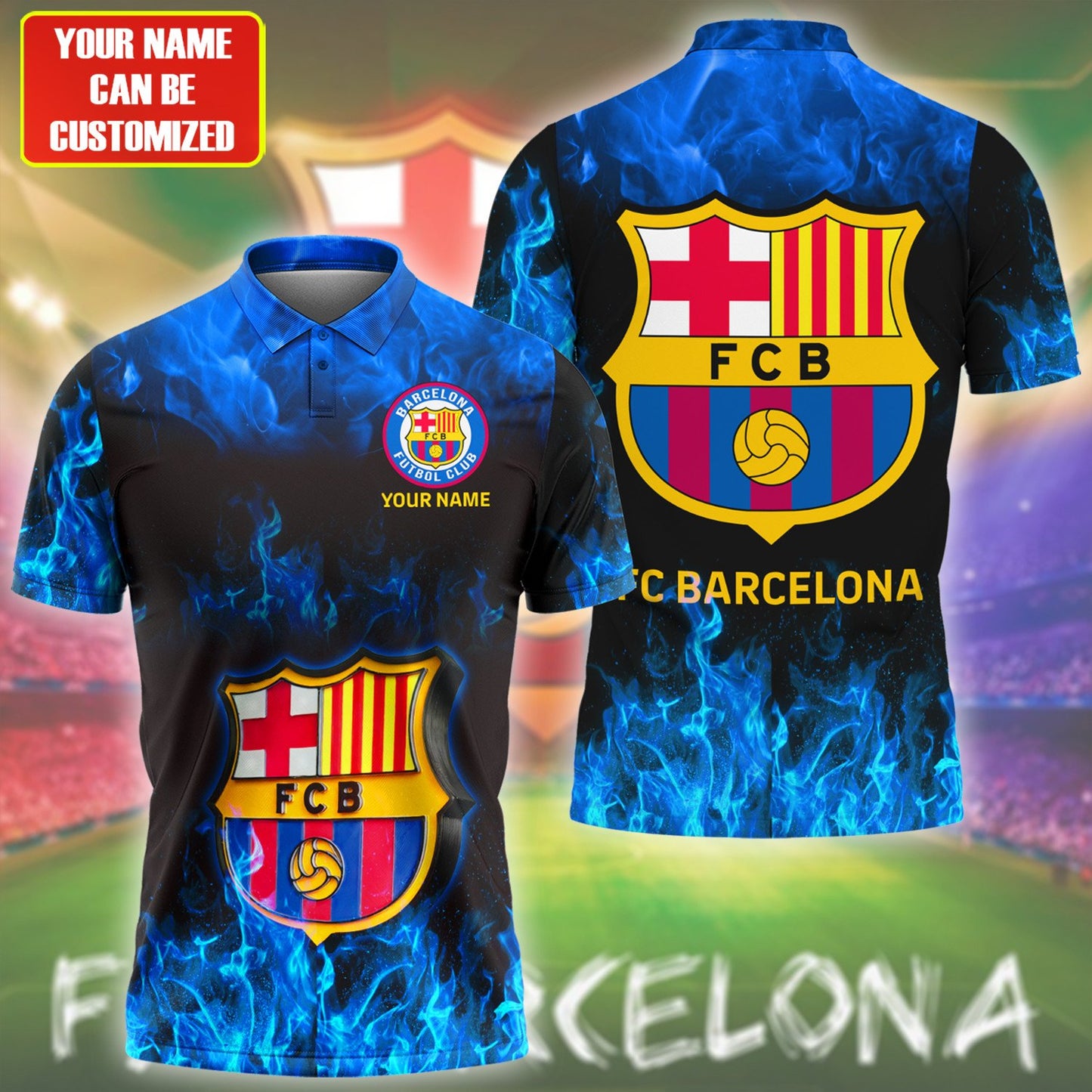 Personalized Barça Fire Blue Version 3D Full Printing Set