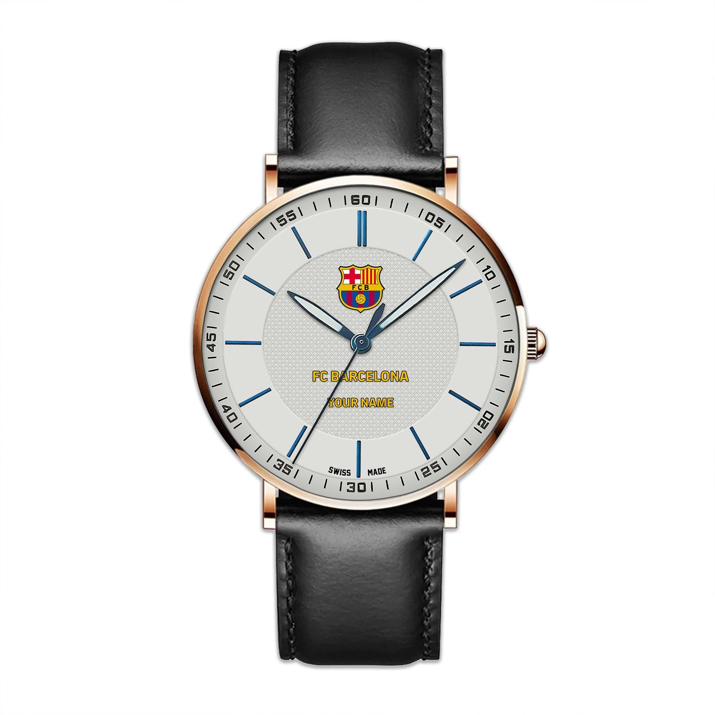 Personalized Barcelona Sapphire Leather Watch