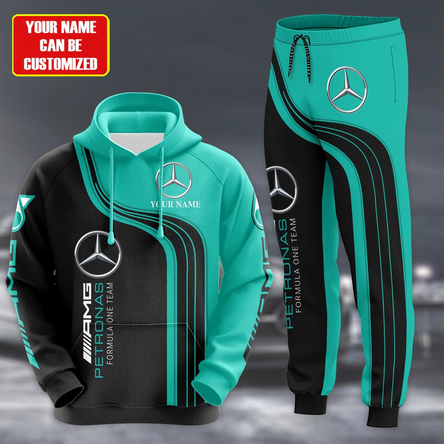 Personalized Merc AMG Petronas Q4 3D All over Printed Hoodie and Sweatpants set