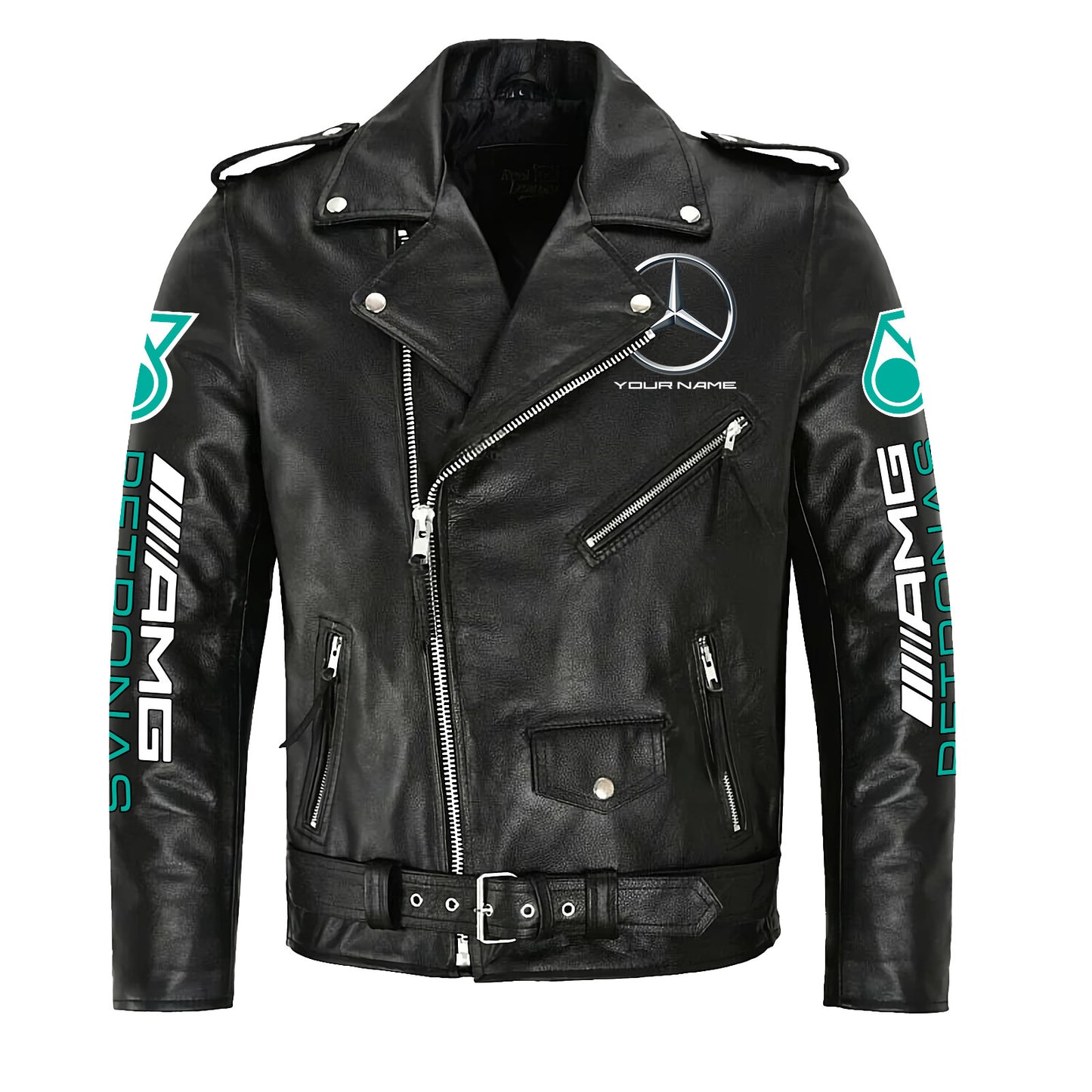 Merc AMG Petronas Zipper Vintage Leather Jacket