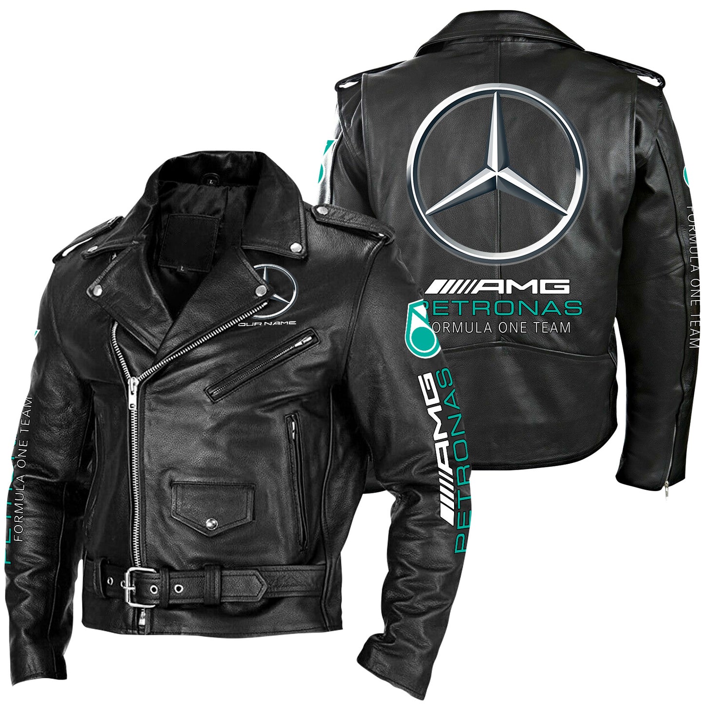 Merc AMG Petronas Zipper Vintage Leather Jacket