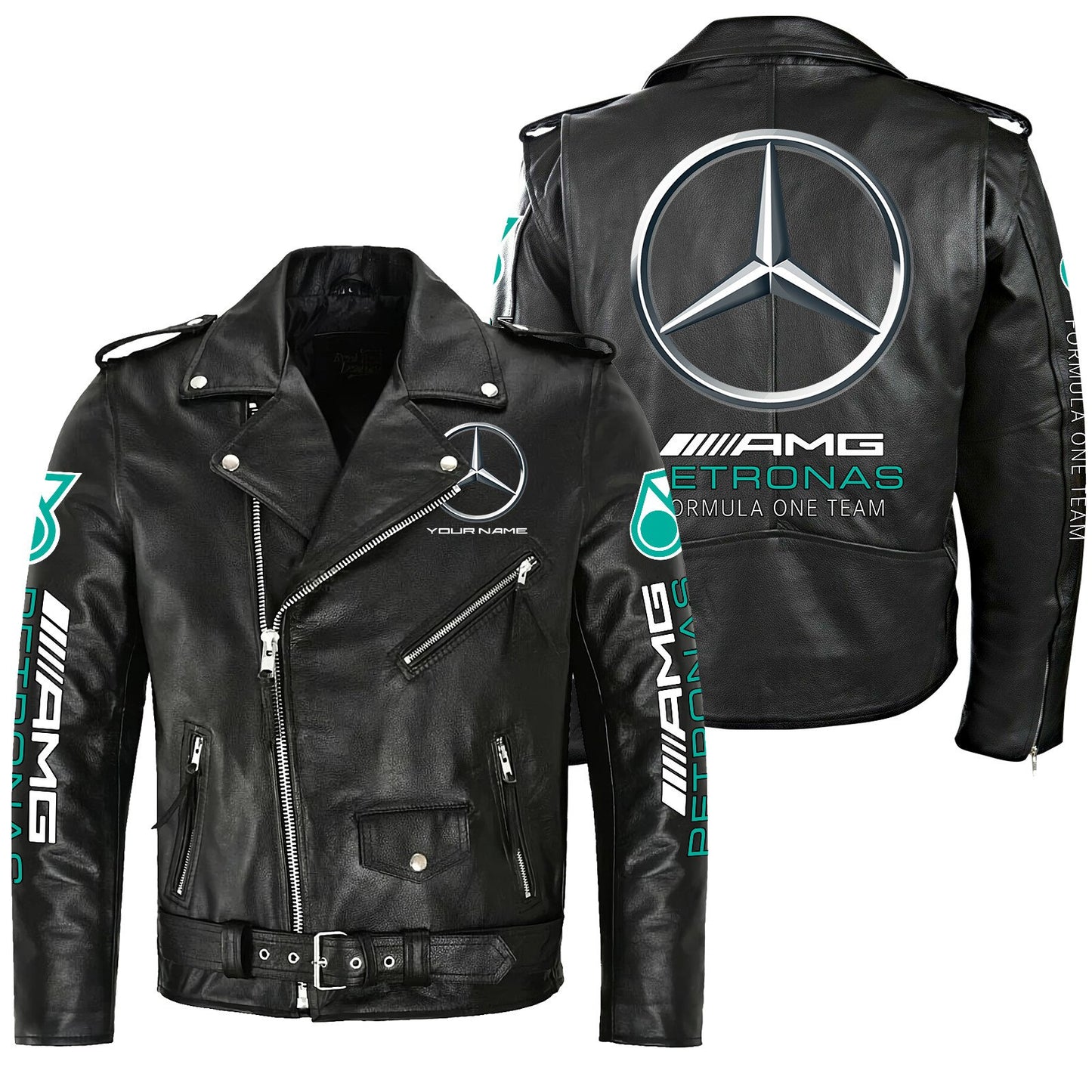 Merc AMG Petronas Zipper Vintage Leather Jacket