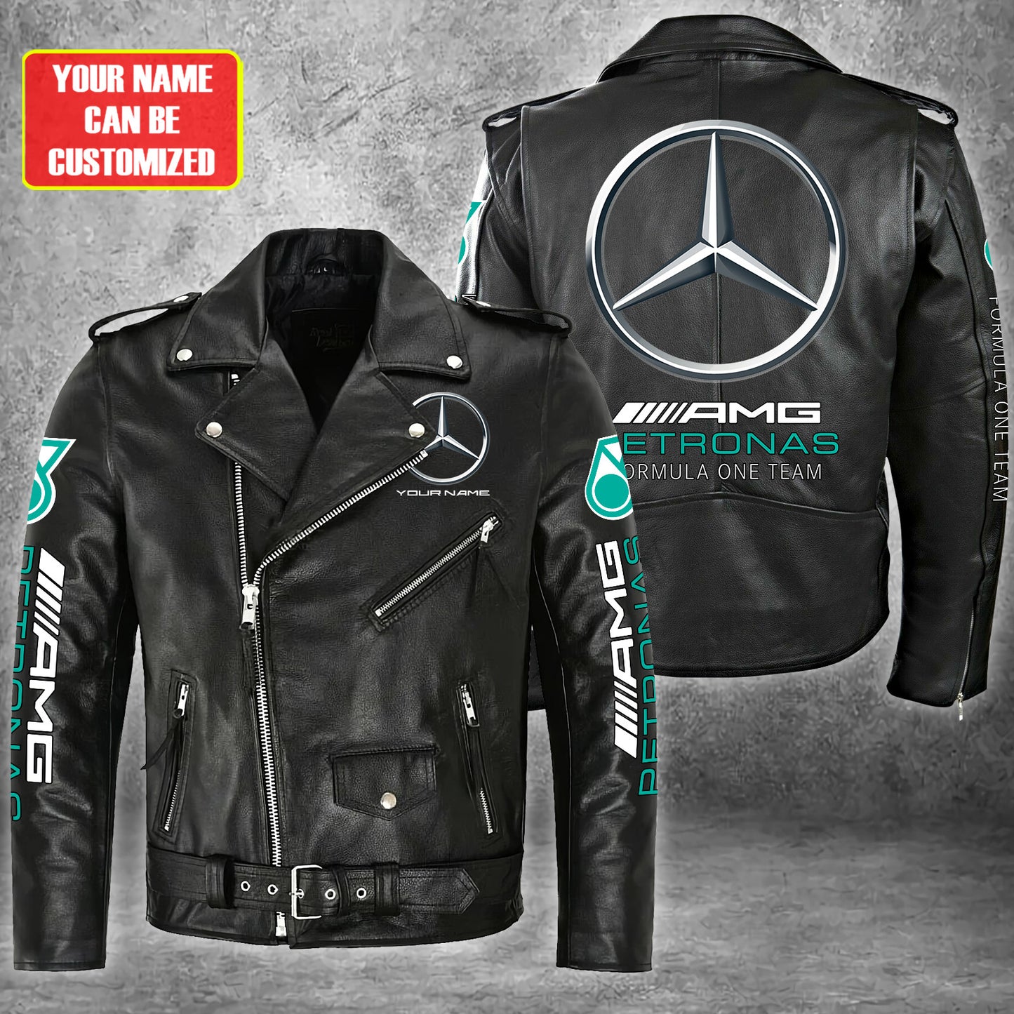 Merc AMG Petronas Zipper Vintage Leather Jacket