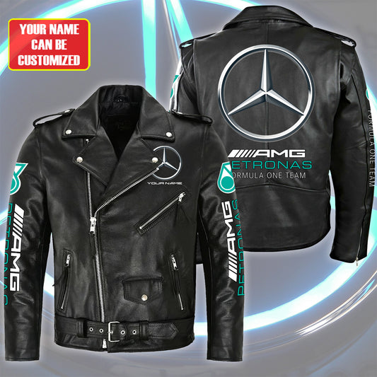 Merc AMG Petronas Zipper Vintage Leather Jacket