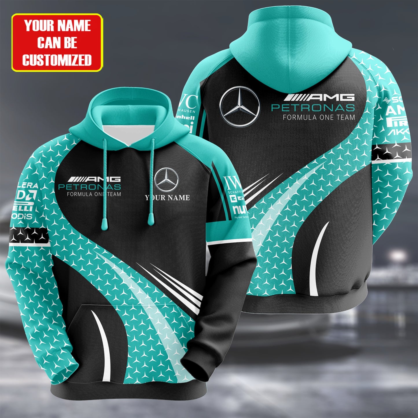 Personalized Merc AMG Petronas Q5 3D All over Printed Hoodie and Sweatpants set