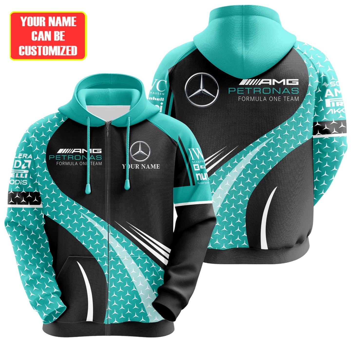 Personalized Merc AMG Petronas Q5 3D All over Printed Hoodie and Sweatpants set
