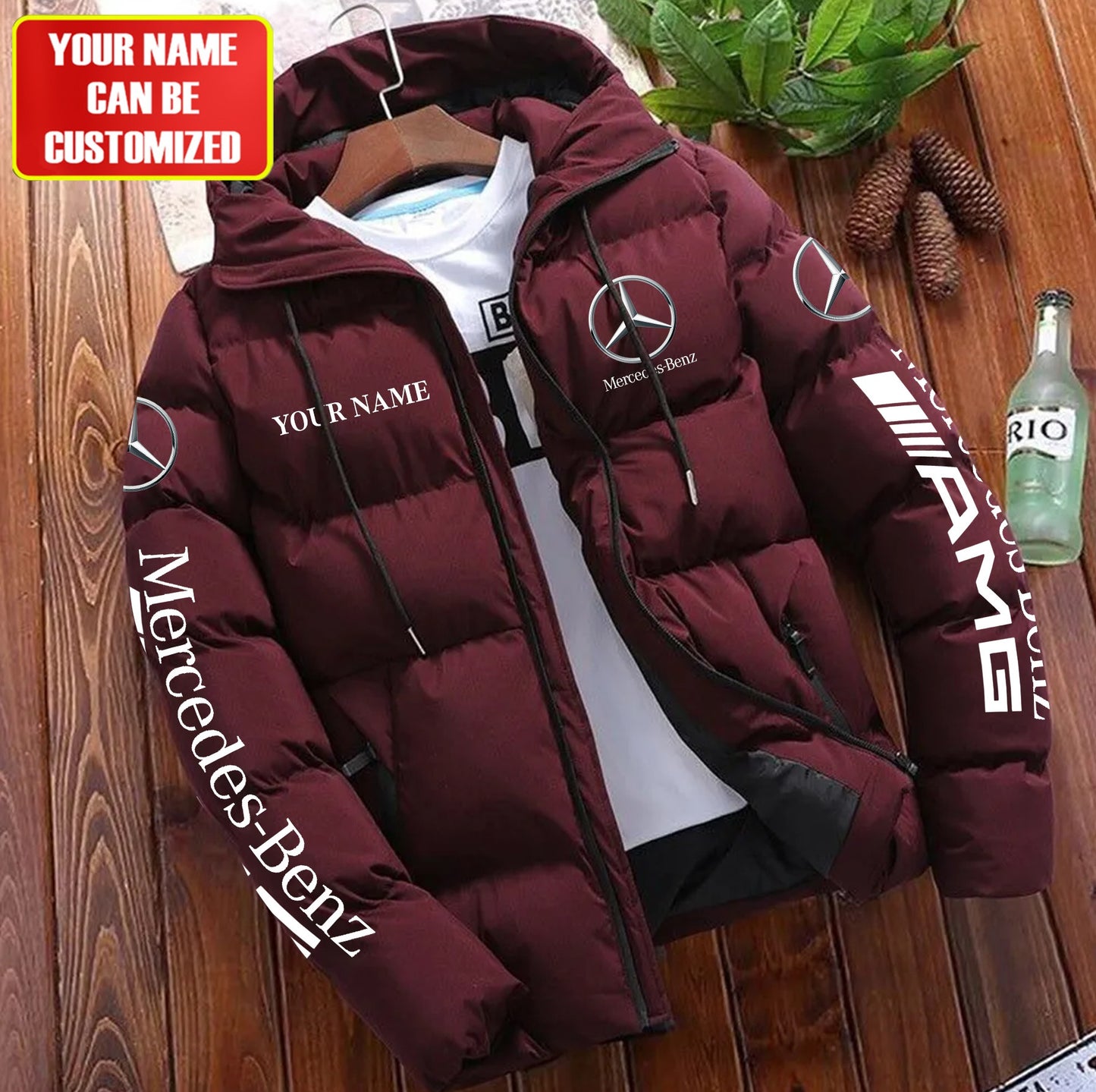 Personalized Merc Tear Puffer Jacket With Hood