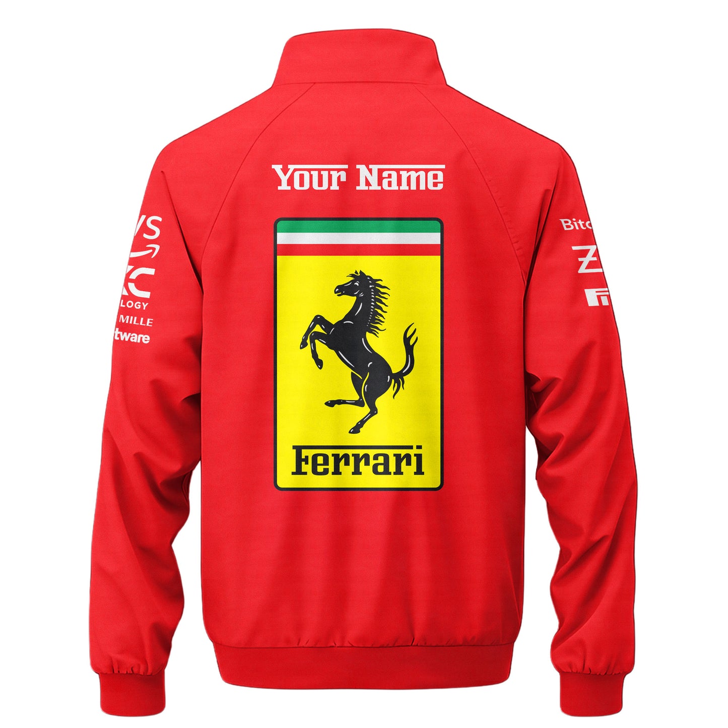 Personalized S.F F1 Team Zipper Stand Collar Jacket 3D