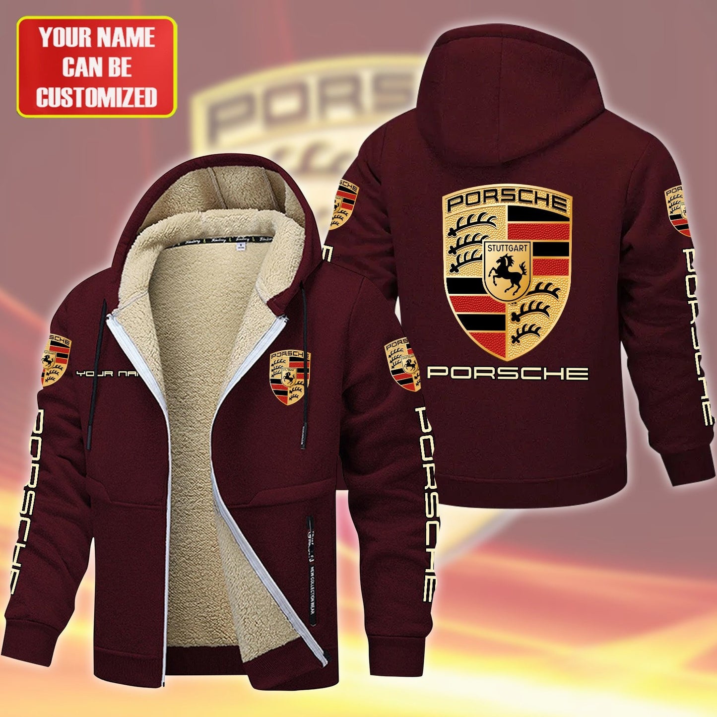 Personalized Pors Fleece 3D Unisex Hooded Jacket