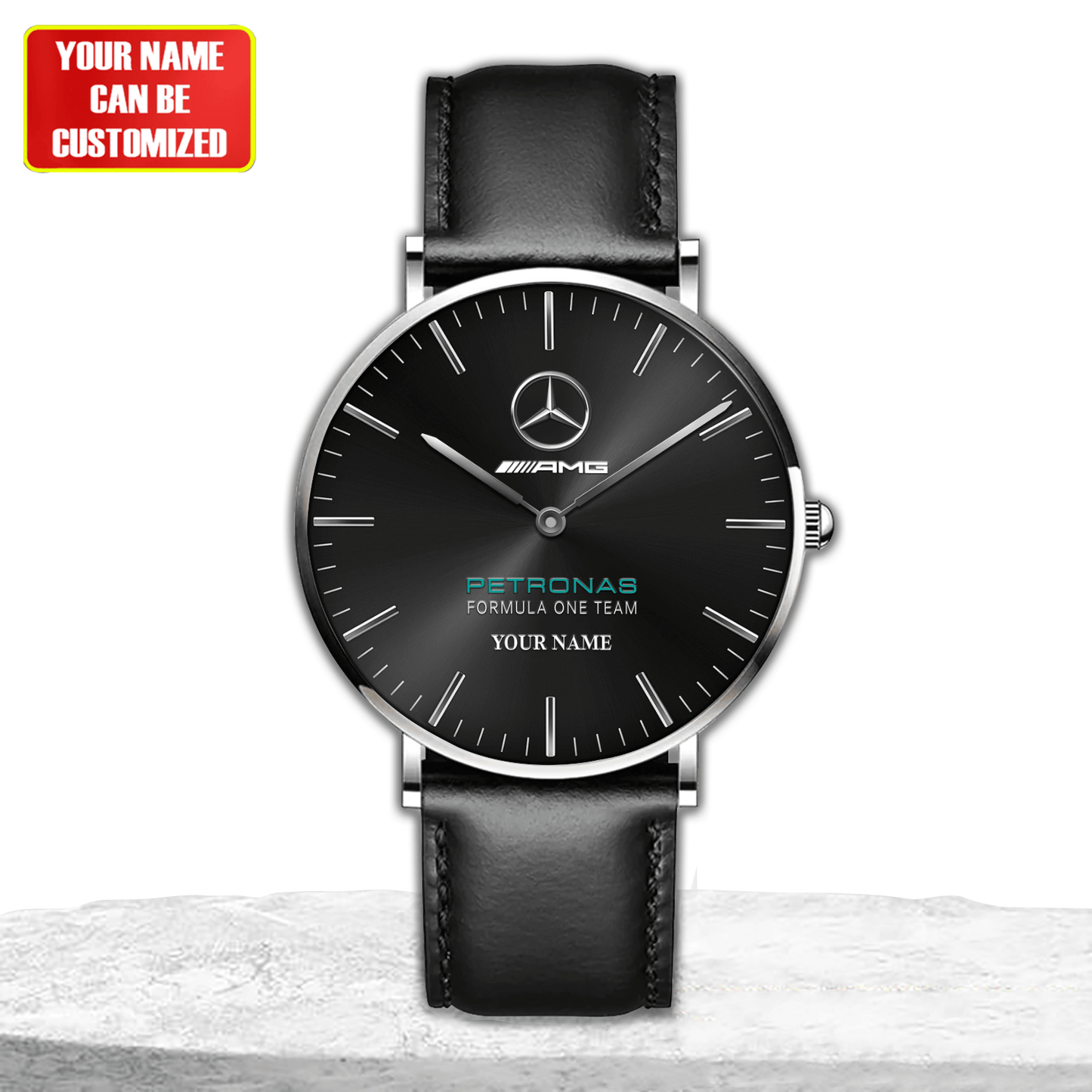 Personalized Merc AMG Petronas Quartz Leather Watch