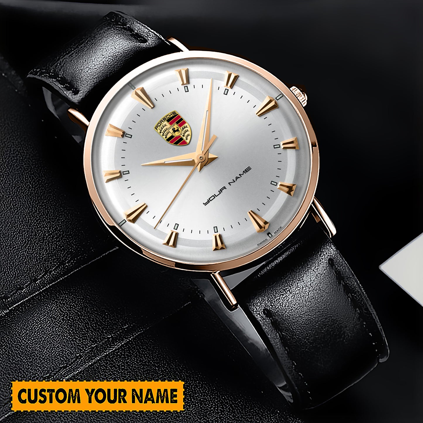 Personalized Pors Conquest Leather Watch