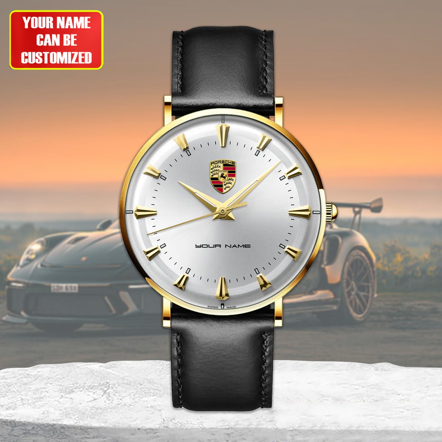 Personalized Pors Conquest Leather Watch