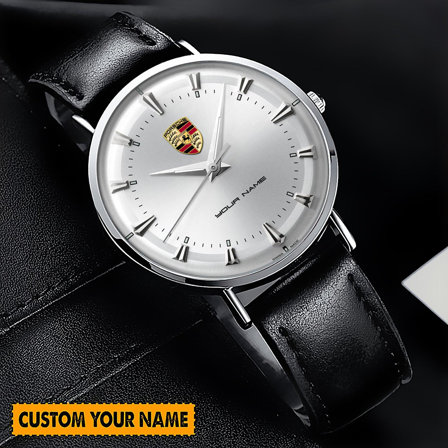 Personalized Pors Conquest Leather Watch