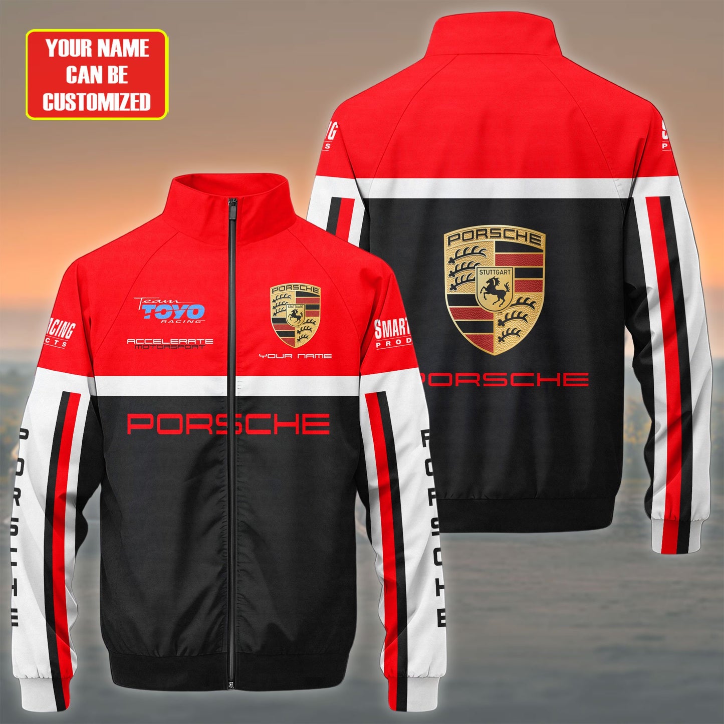 Pors Racing Zipper Stand Collar Jacket 3D