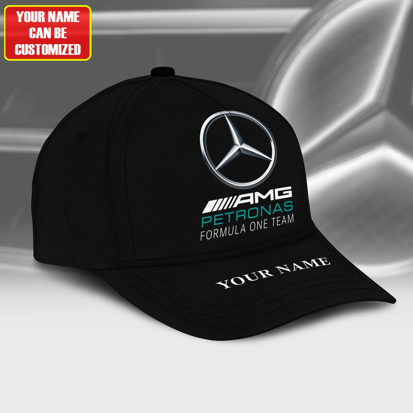 Personalized Name Merc AMG Petronas Classic Black Cap