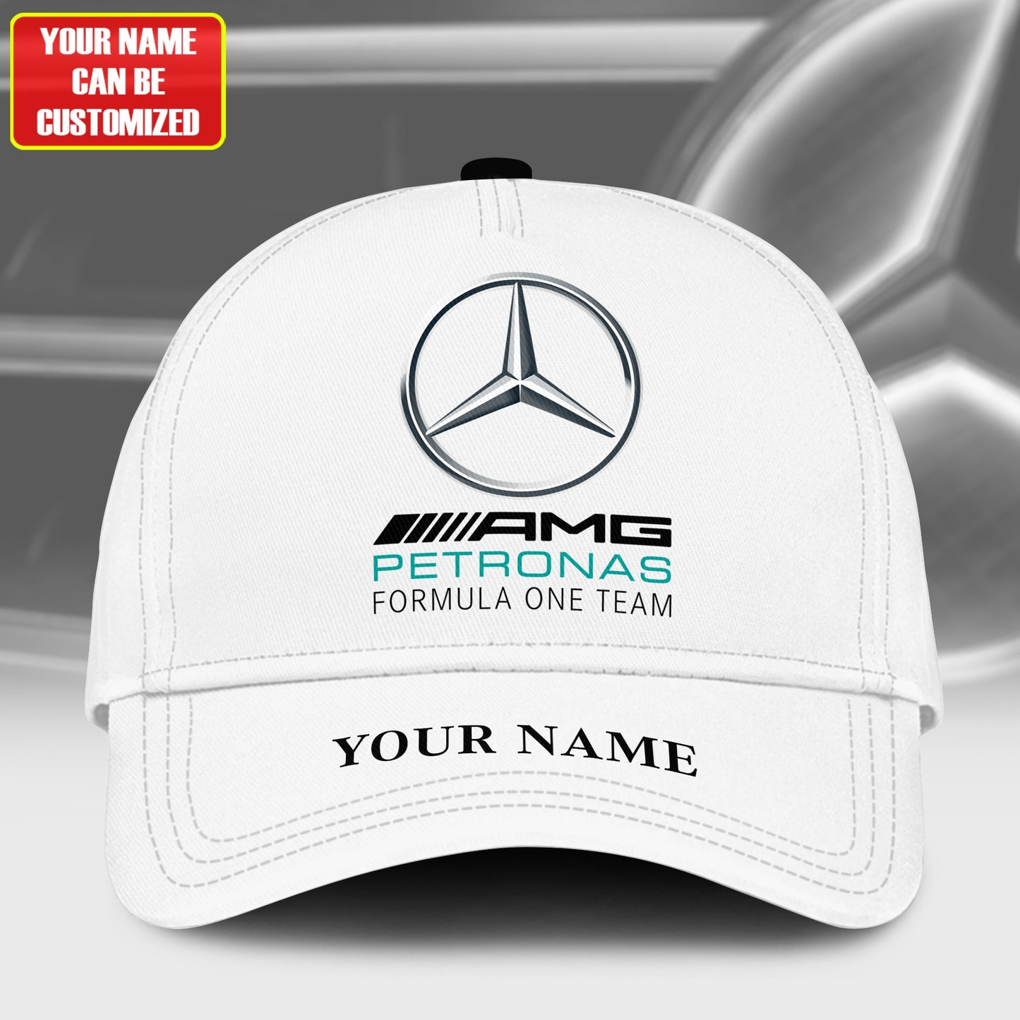 Personalized Name Merc AMG Petronas Classic White Cap