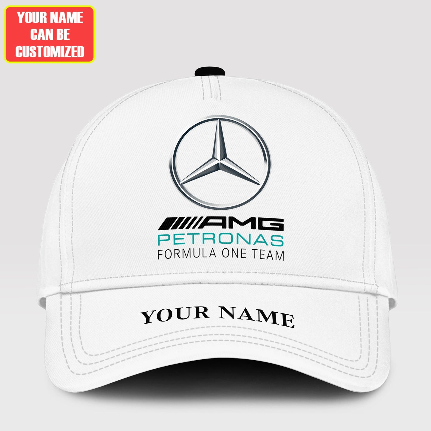 Personalized Name Merc AMG Petronas Classic White Cap