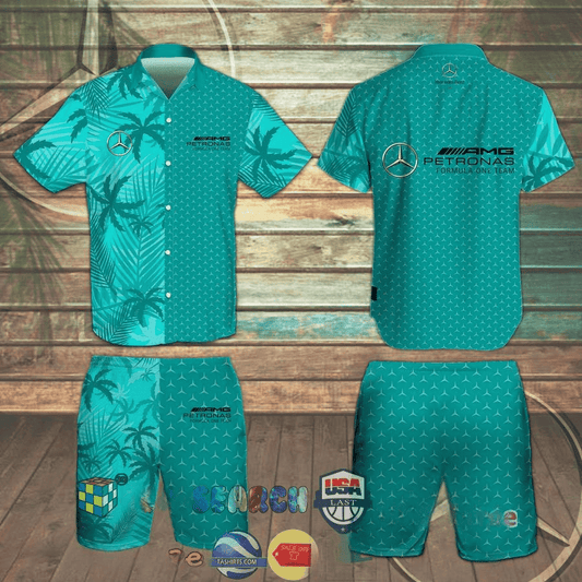 Merc AMG Petronas Tropical Hawaii Shirt Beach Short V7