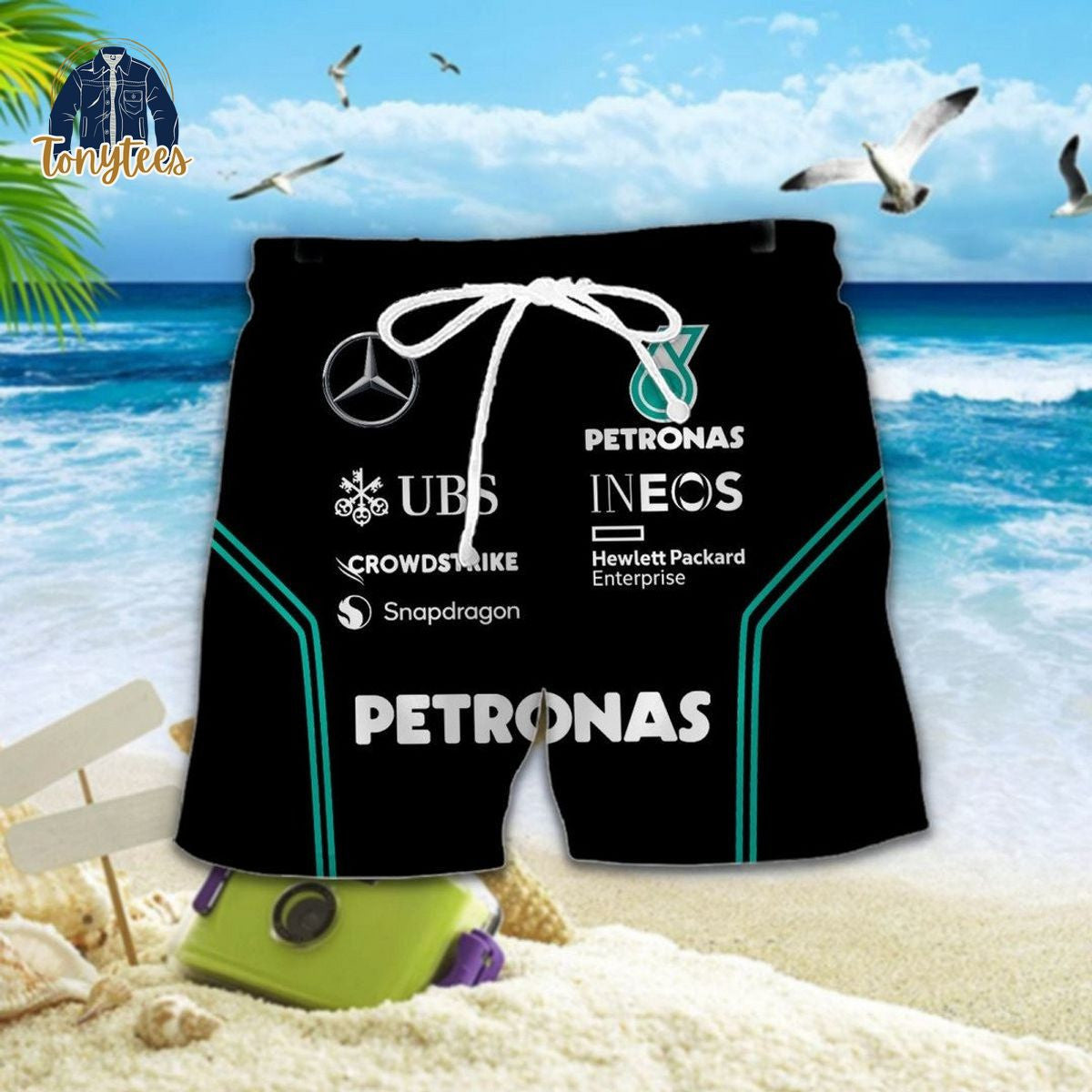 Merc AMG Petronas Hawaii Shirt Beach Short V4