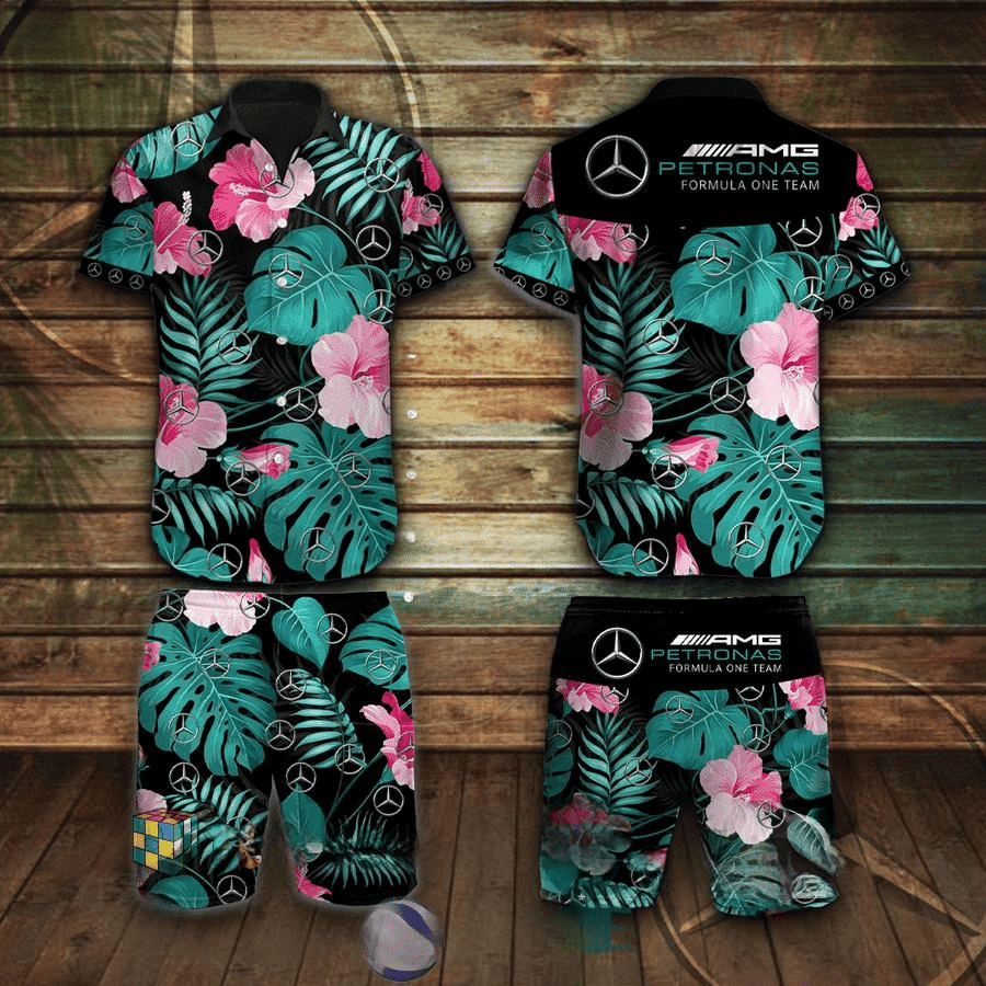 Merc AMG Petronas Tropical Hawaii Shirt Beach Short V11