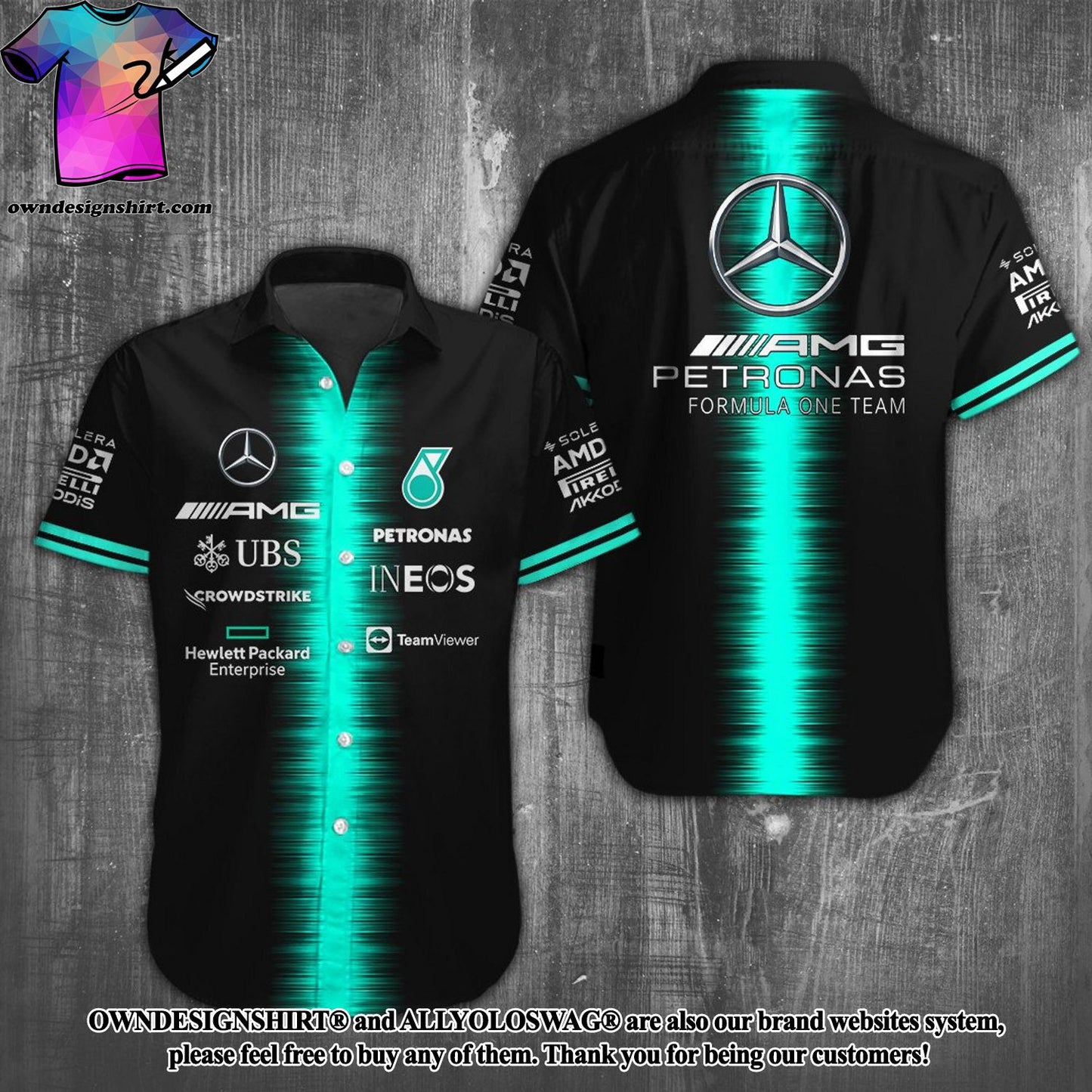 Merc AMG Petronas Hawaii Shirt Beach Short V5