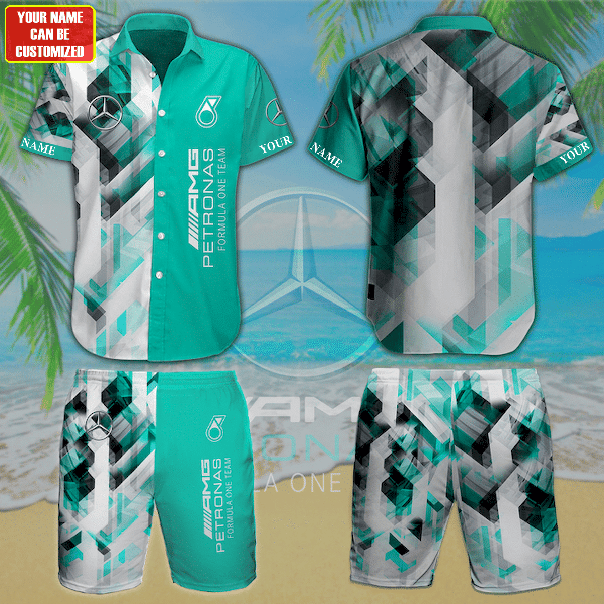 Merc AMG Petronas Hawaii Shirt Beach Short V8